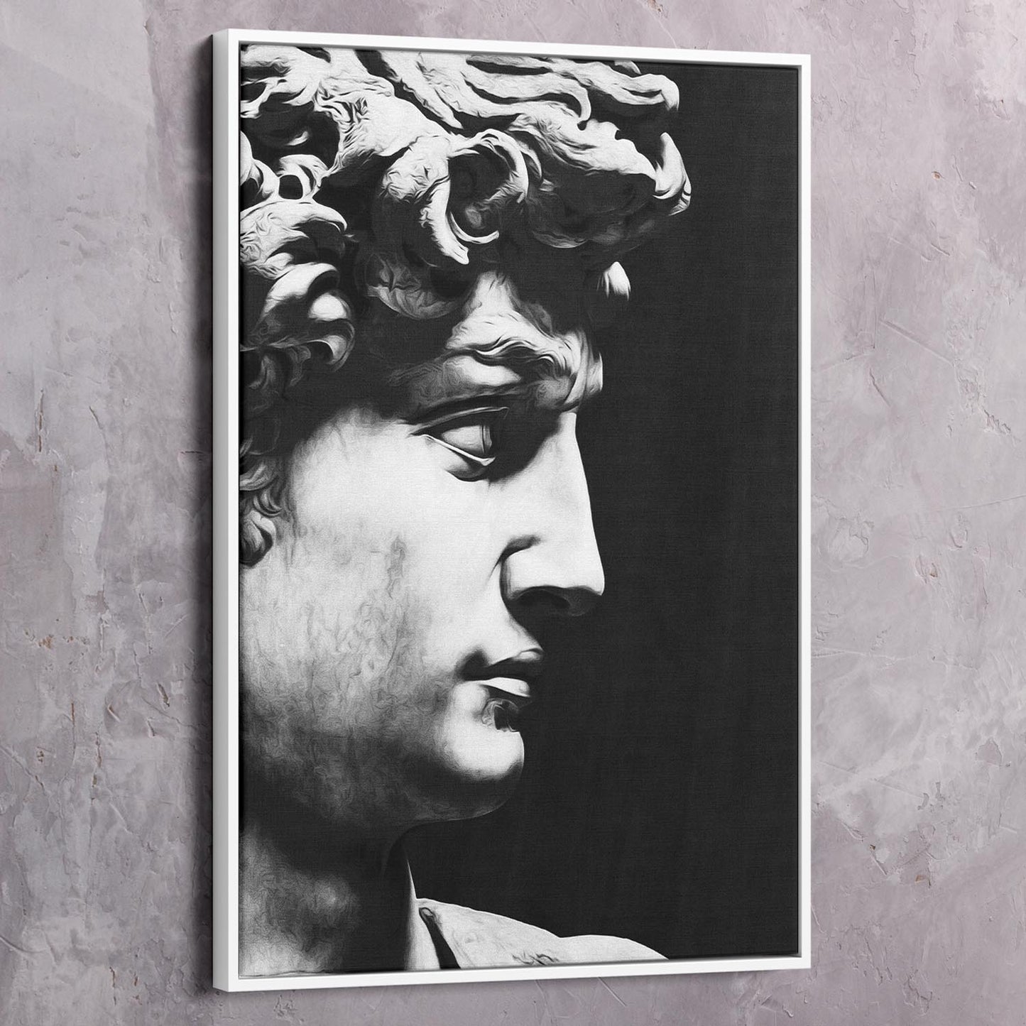 David Sculpture Black & White Wall Art | Inspirational Wall Art Motivational Wall Art Quotes Office Art | Impaktiv Exclusive Canvas Art Portrait
