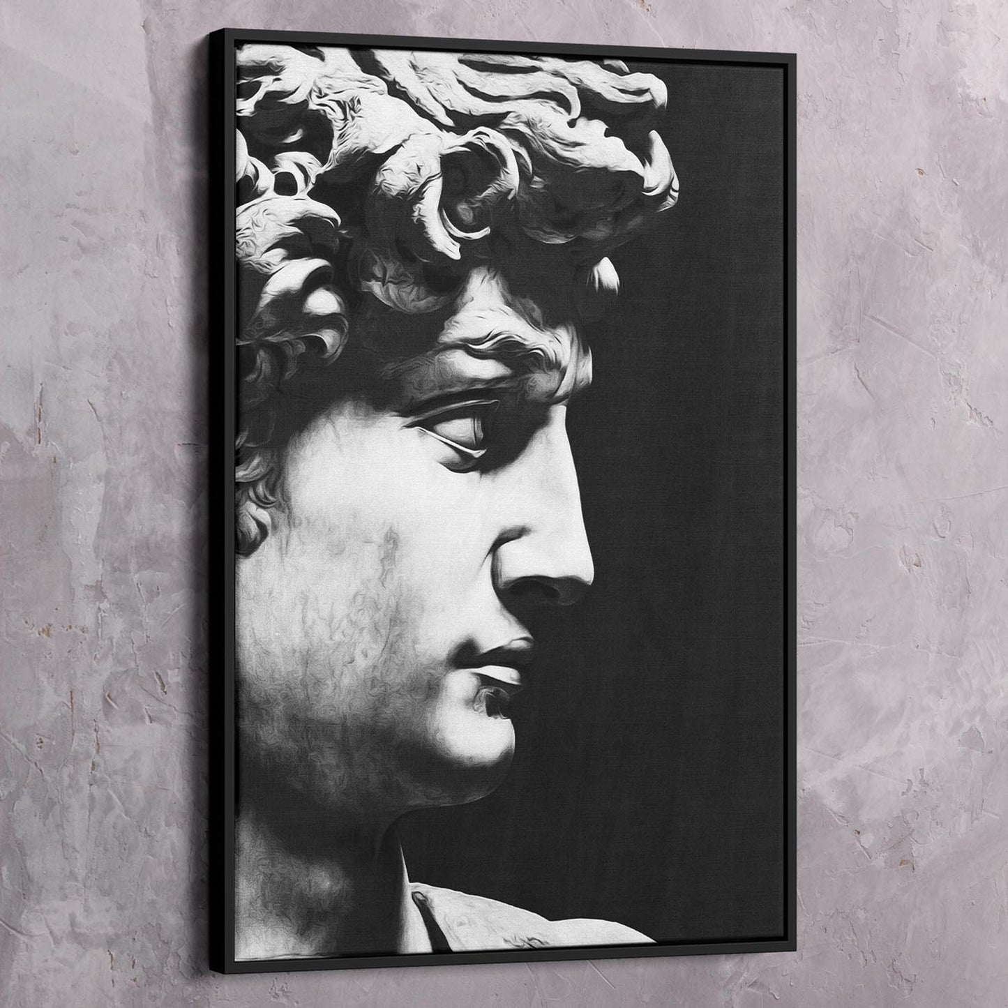 David Sculpture Black & White Wall Art | Inspirational Wall Art Motivational Wall Art Quotes Office Art | Impaktiv Exclusive Canvas Art Portrait