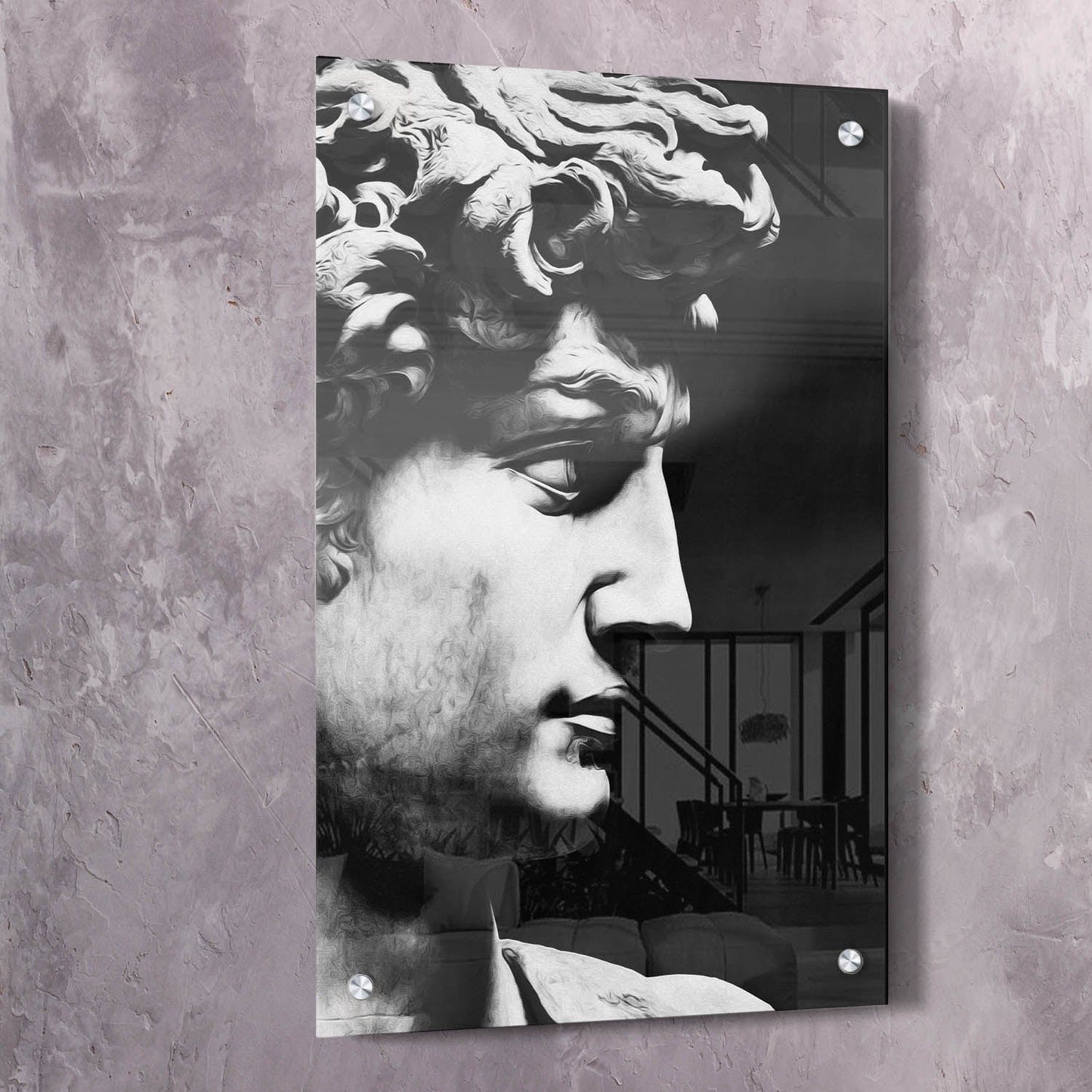 David Sculpture Black & White Wall Art | Inspirational Wall Art Motivational Wall Art Quotes Office Art | Impaktiv Exclusive Canvas Art Portrait