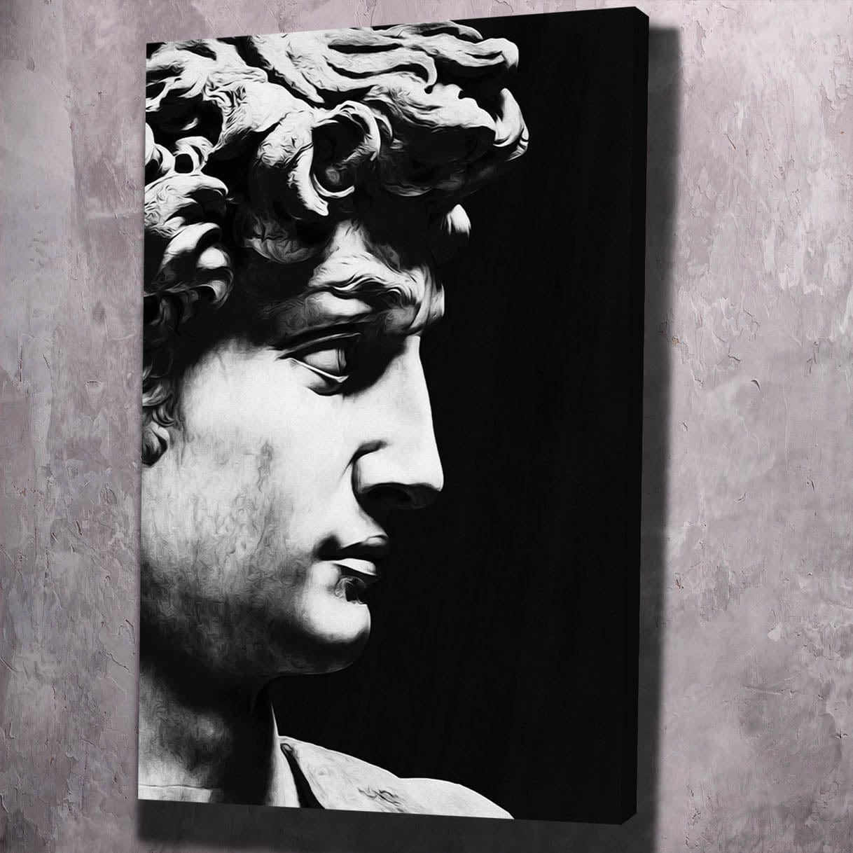 David Sculpture Black & White Wall Art | Inspirational Wall Art Motivational Wall Art Quotes Office Art | Impaktiv Exclusive Canvas Art Portrait