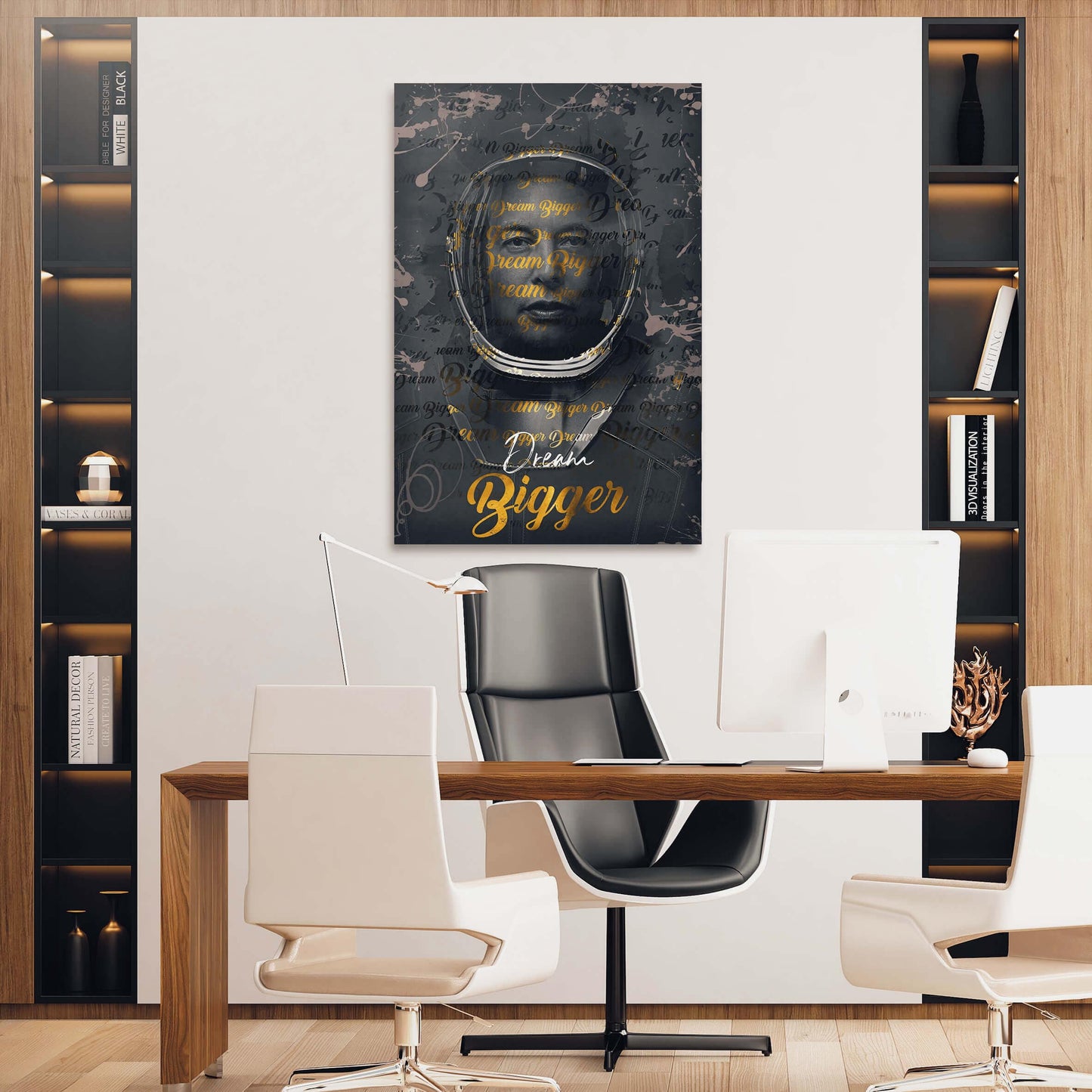 Elon Musk - Dream Bigger Wall Art | Inspirational Wall Art Motivational Wall Art Quotes Office Art | Impaktiv Exclusive Canvas Art Portrait