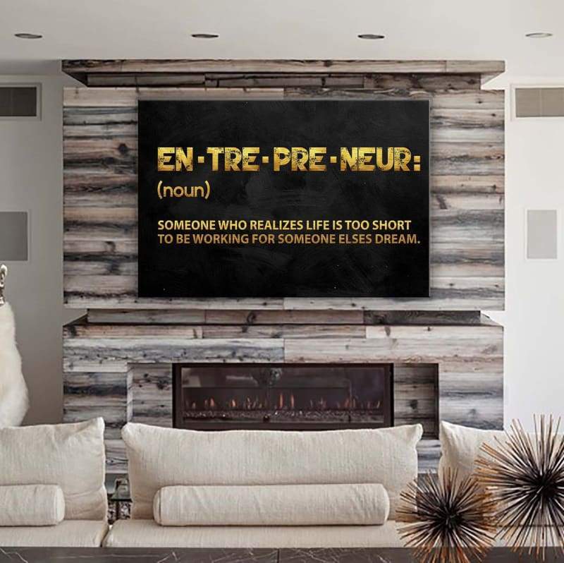 Entrepreneur Definition Wall Art | Inspirational Wall Art Motivational Wall Art Quotes Office Art | Impaktiv Exclusive Canvas Art Landscape