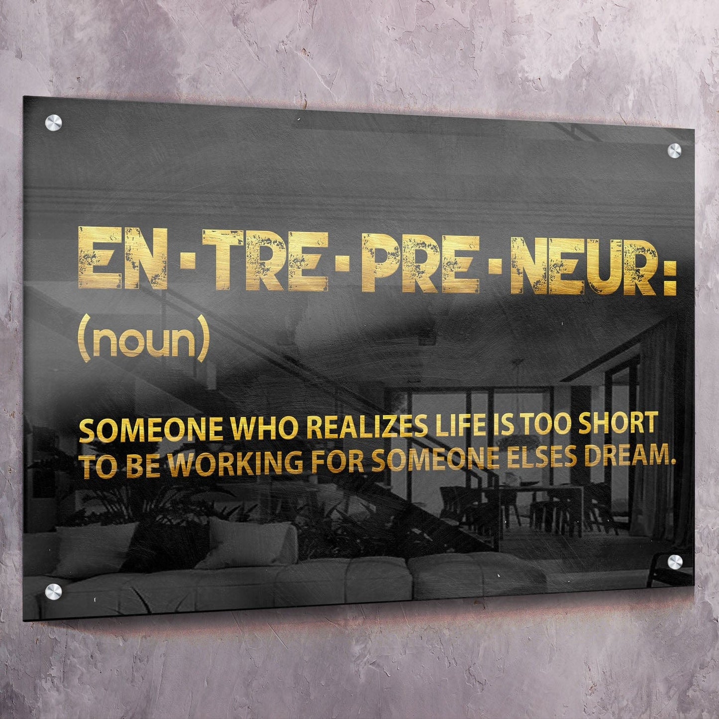 Entrepreneur Definition Wall Art | Inspirational Wall Art Motivational Wall Art Quotes Office Art | Impaktiv Exclusive Canvas Art Landscape