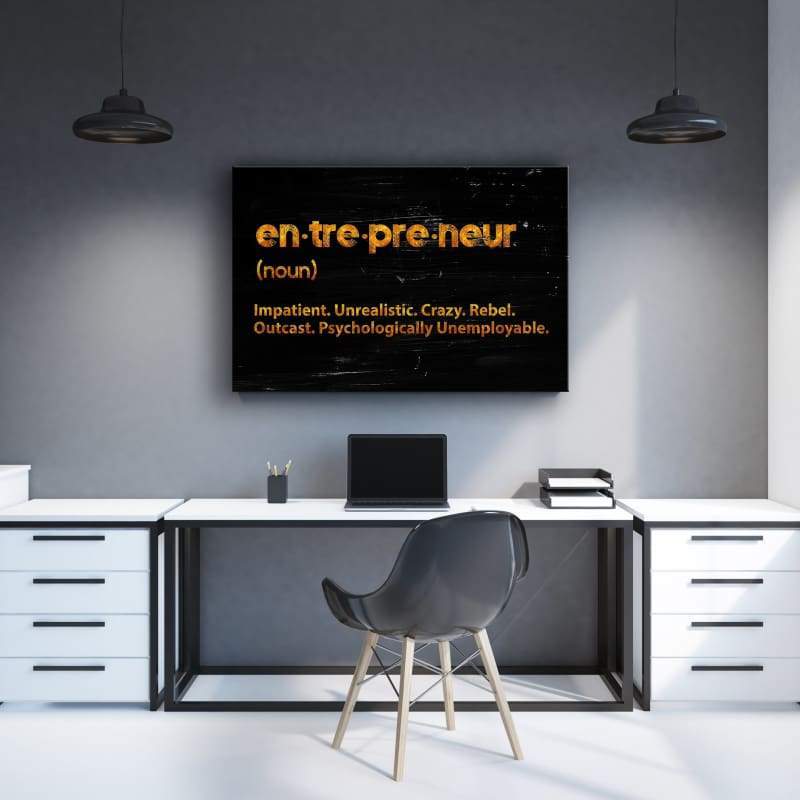 Entrepreneur Unemployable Wall Art | Inspirational Wall Art Motivational Wall Art Quotes Office Art | Impaktiv Exclusive Canvas Art Landscape