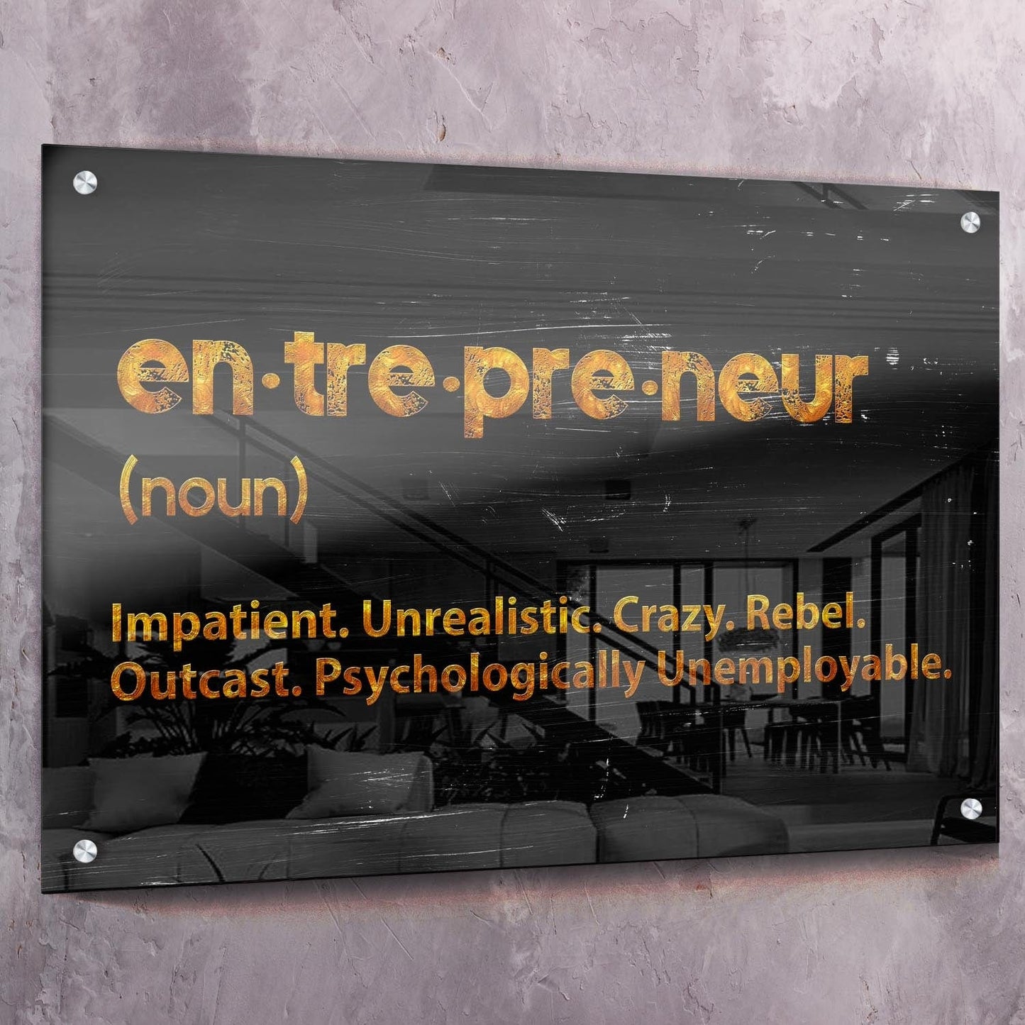 Entrepreneur Unemployable Wall Art | Inspirational Wall Art Motivational Wall Art Quotes Office Art | Impaktiv Exclusive Canvas Art Landscape
