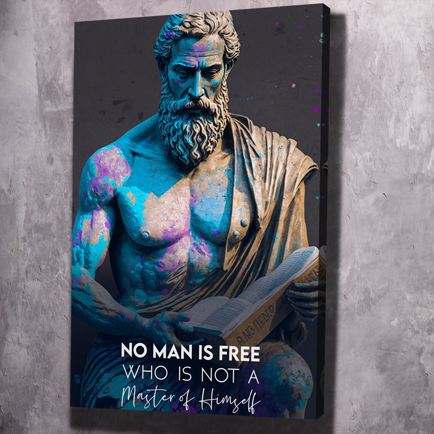 Epictetus - No Man is Free Quote Wall Art | Inspirational Wall Art Motivational Wall Art Quotes Office Art | Impaktiv Exclusive Canvas Art Portrait