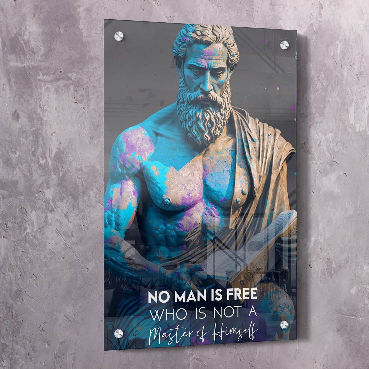 Epictetus - No Man is Free Quote Wall Art | Inspirational Wall Art Motivational Wall Art Quotes Office Art | Impaktiv Exclusive Canvas Art Portrait