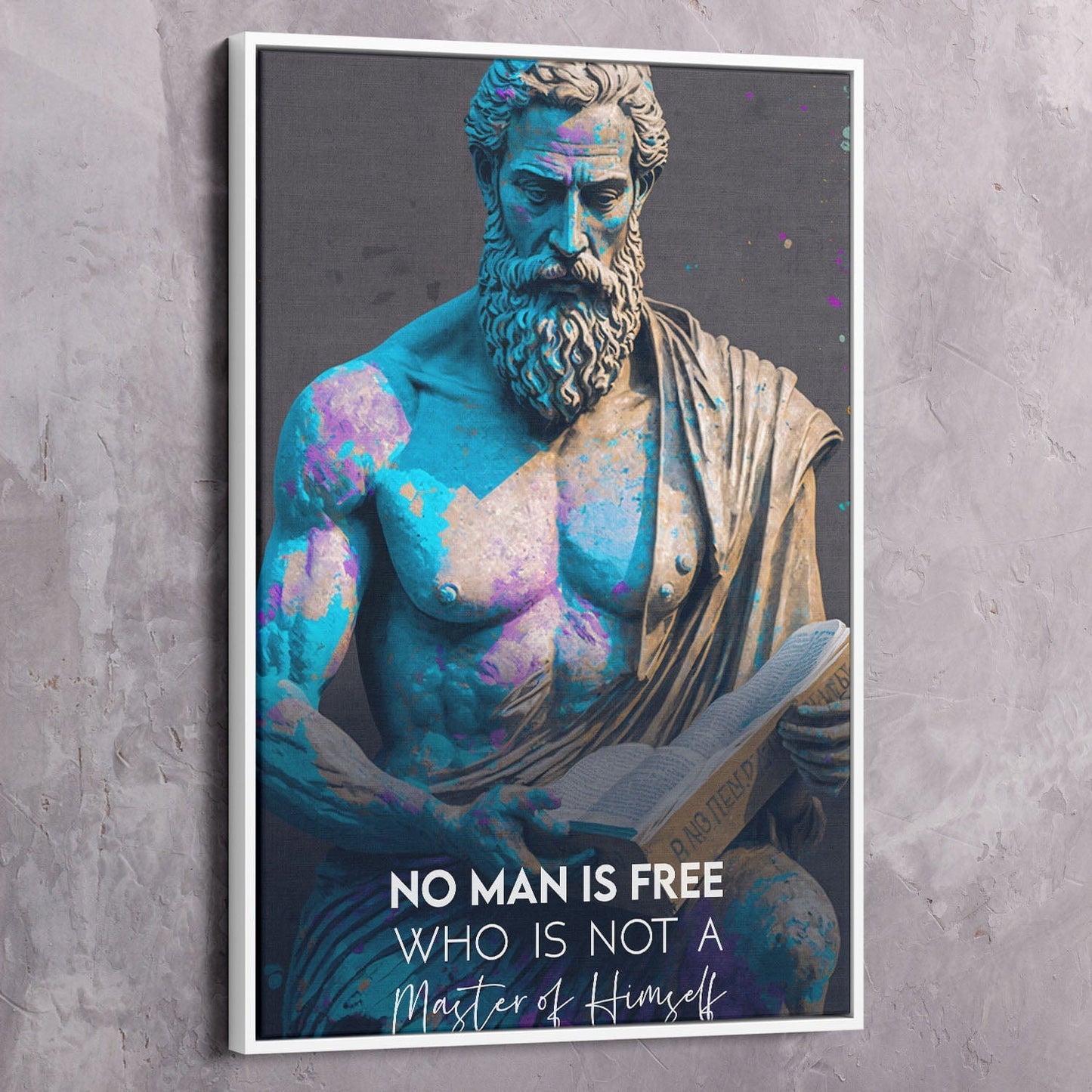 Epictetus - No Man is Free Quote Wall Art | Inspirational Wall Art Motivational Wall Art Quotes Office Art | Impaktiv Exclusive Canvas Art Portrait