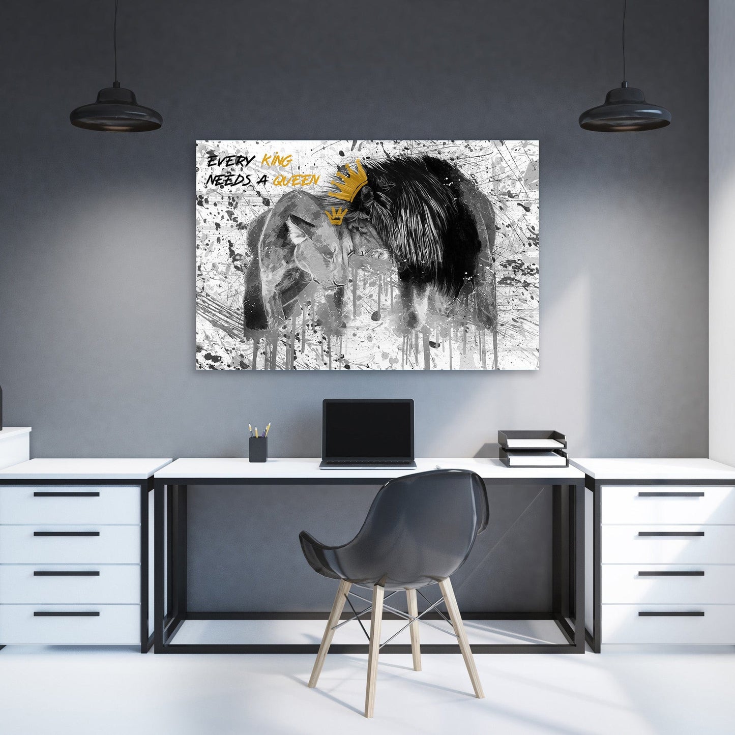 Every King Needs A Queen Wall Art | Inspirational Wall Art Motivational Wall Art Quotes Office Art | Impaktiv Exclusive Canvas Art Landscape