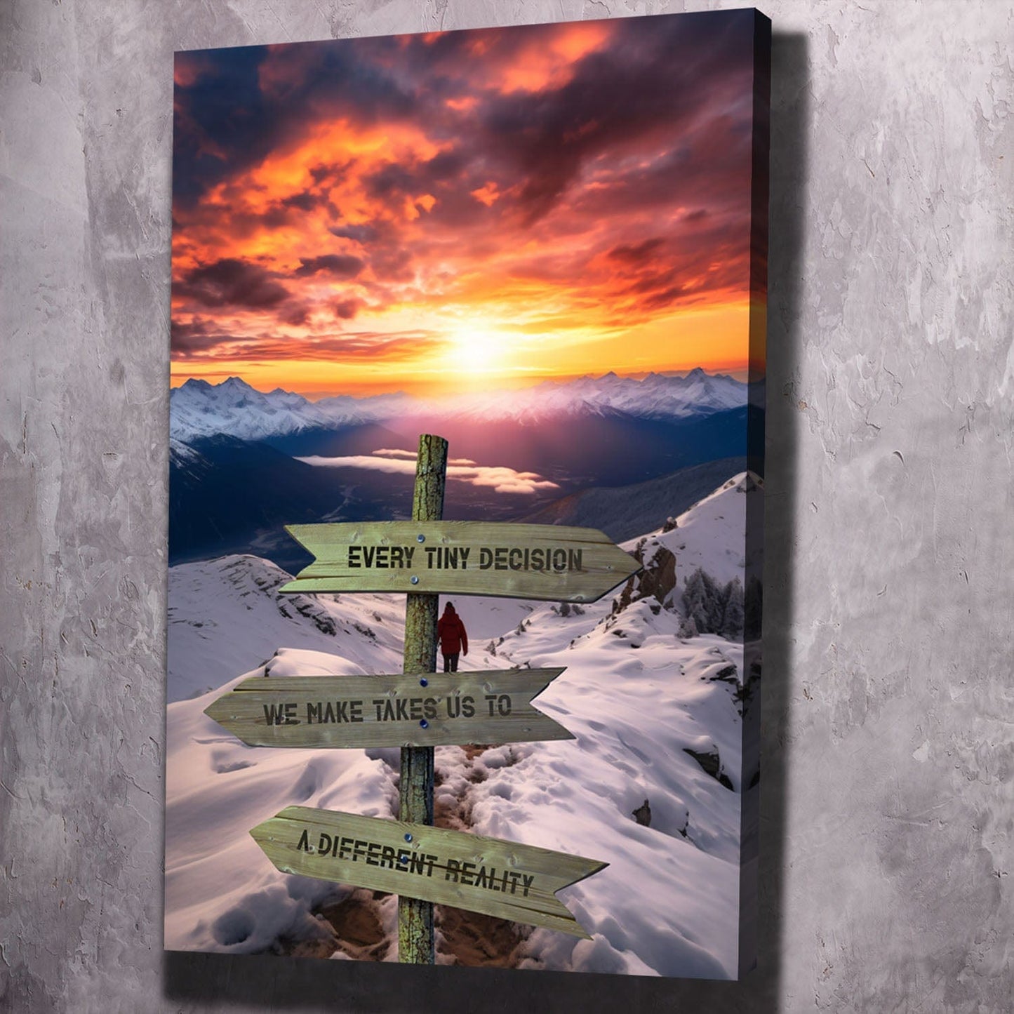 Every Tiny Decision "Crossroads of Destiny" Mountain Sunset Wall Art | Impaktiv Canvas Art Portrait
