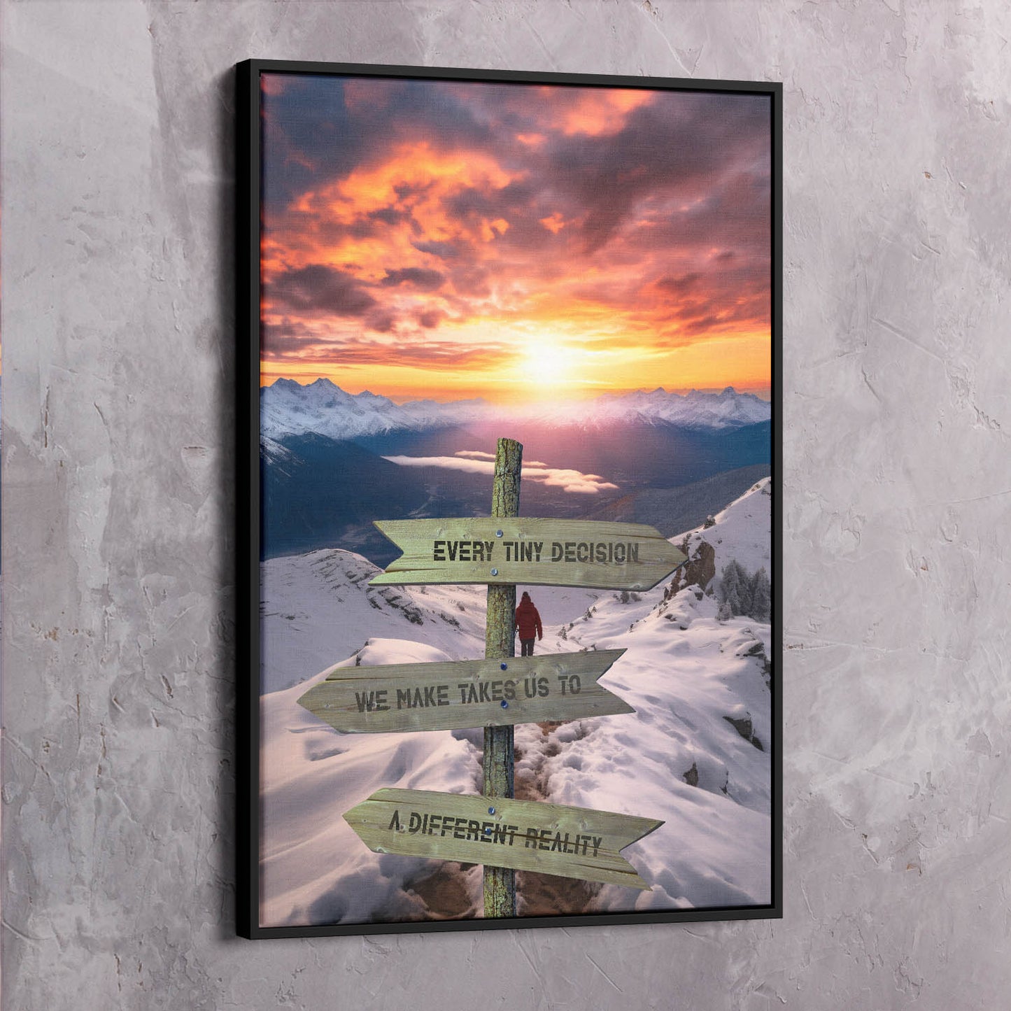 Every Tiny Decision "Crossroads of Destiny" Mountain Sunset Wall Art | Impaktiv Canvas Art Portrait