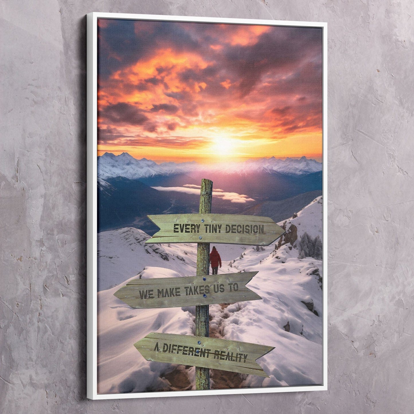 Every Tiny Decision "Crossroads of Destiny" Mountain Sunset Wall Art | Impaktiv Canvas Art Portrait