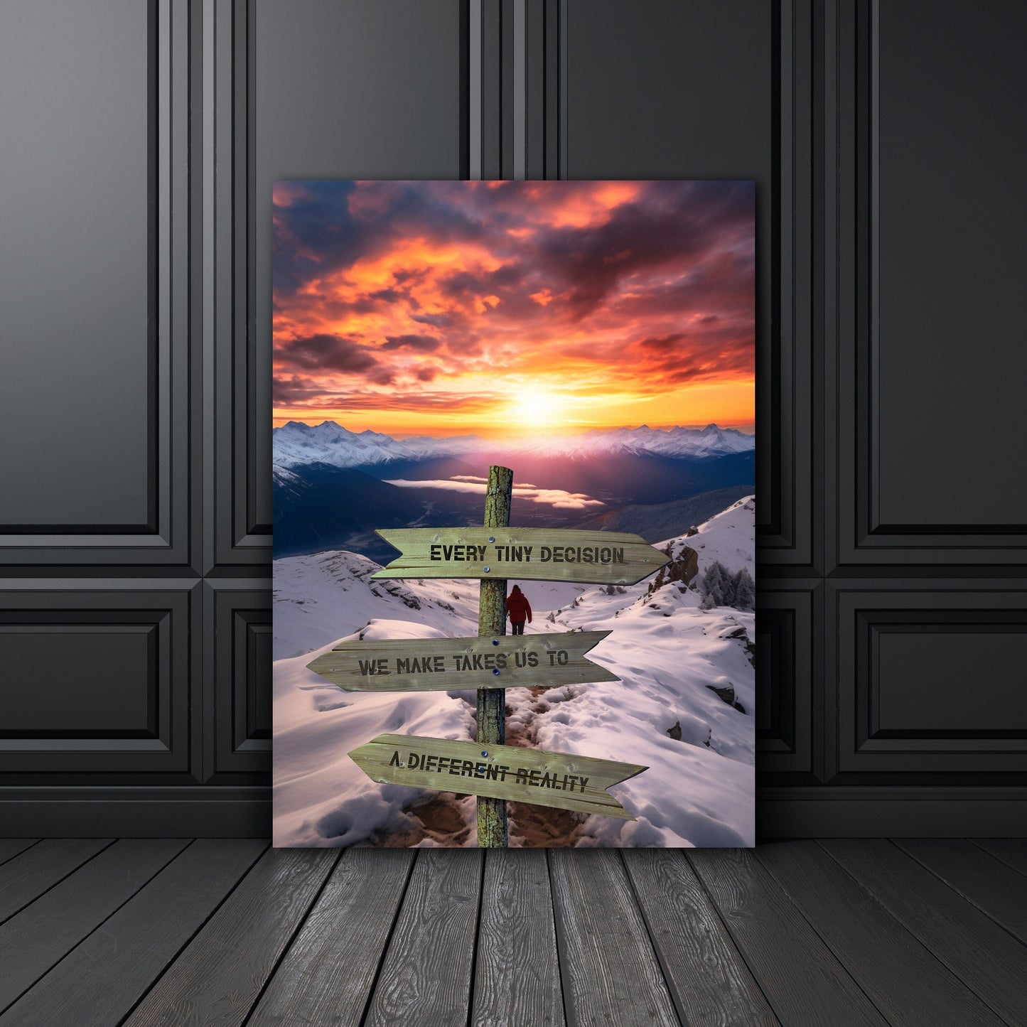 Every Tiny Decision "Crossroads of Destiny" Mountain Sunset Wall Art | Impaktiv Canvas Art Portrait