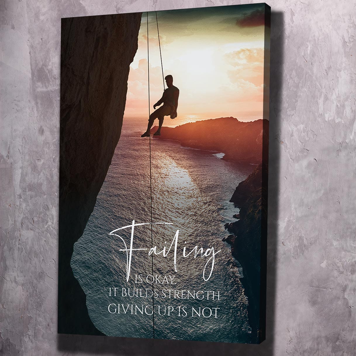 Failing Builds Strength Wall Art | Inspirational Wall Art Motivational Wall Art Quotes Office Art | Impaktiv Exclusive Canvas Art Portrait