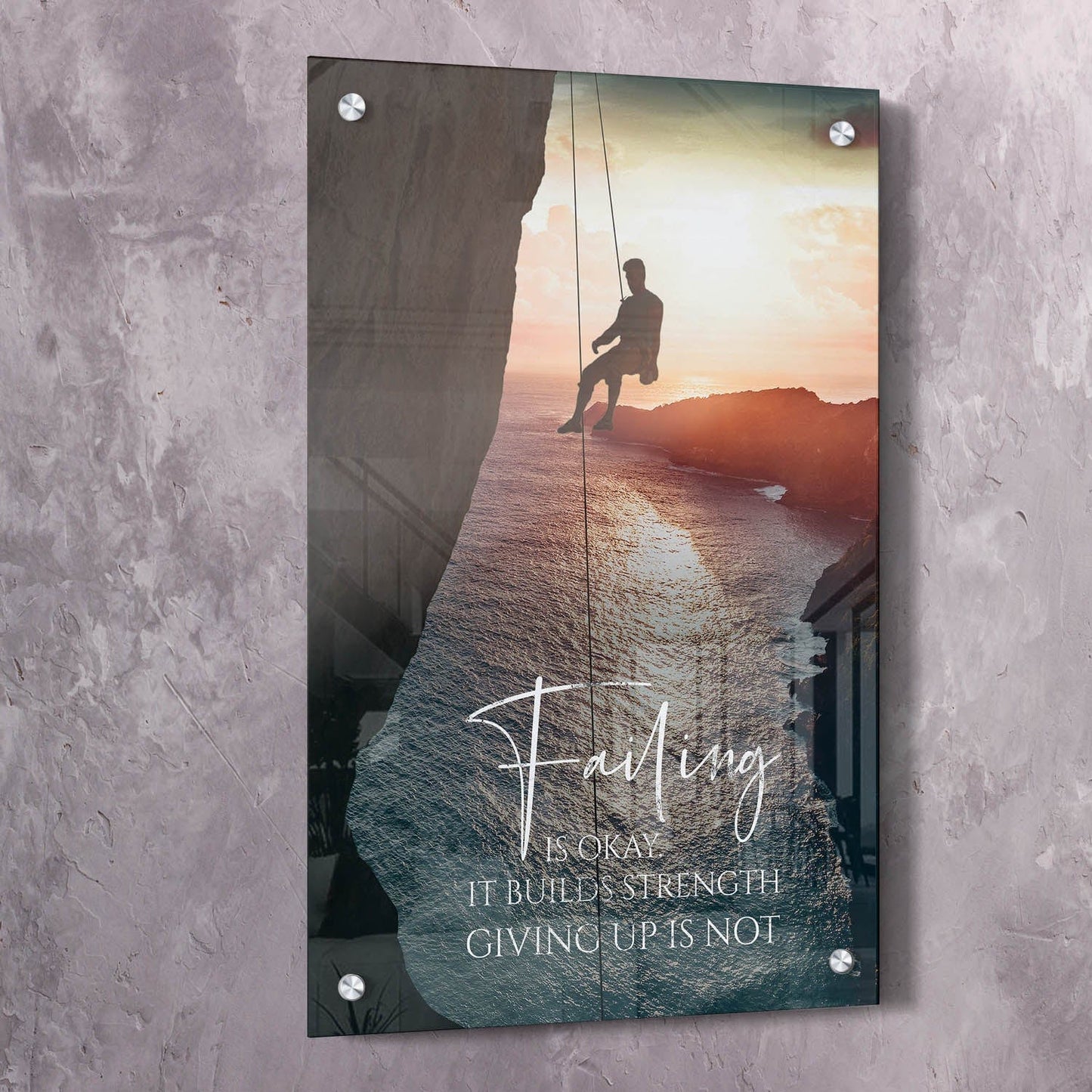 Failing Builds Strength Wall Art | Inspirational Wall Art Motivational Wall Art Quotes Office Art | Impaktiv Exclusive Canvas Art Portrait