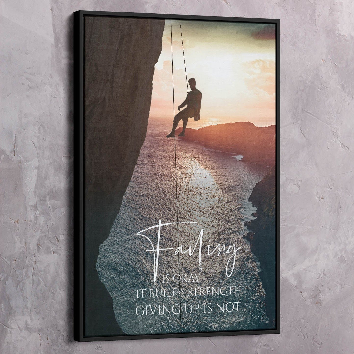 Failing Builds Strength Wall Art | Inspirational Wall Art Motivational Wall Art Quotes Office Art | Impaktiv Exclusive Canvas Art Portrait