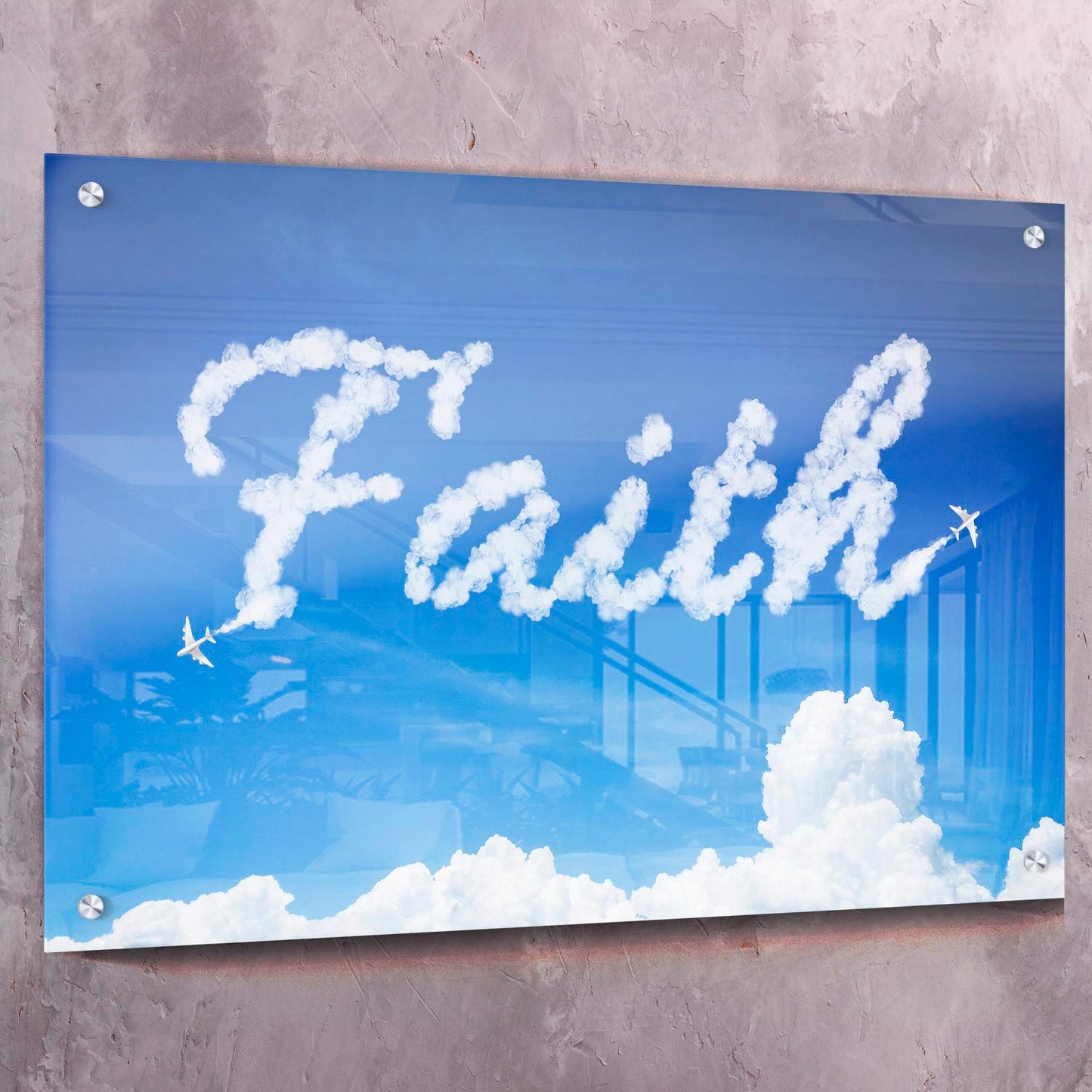 Faith Clouds Wall Art | Inspirational Wall Art Motivational Wall Art Quotes Office Art | Impaktiv Exclusive Canvas Art Landscape