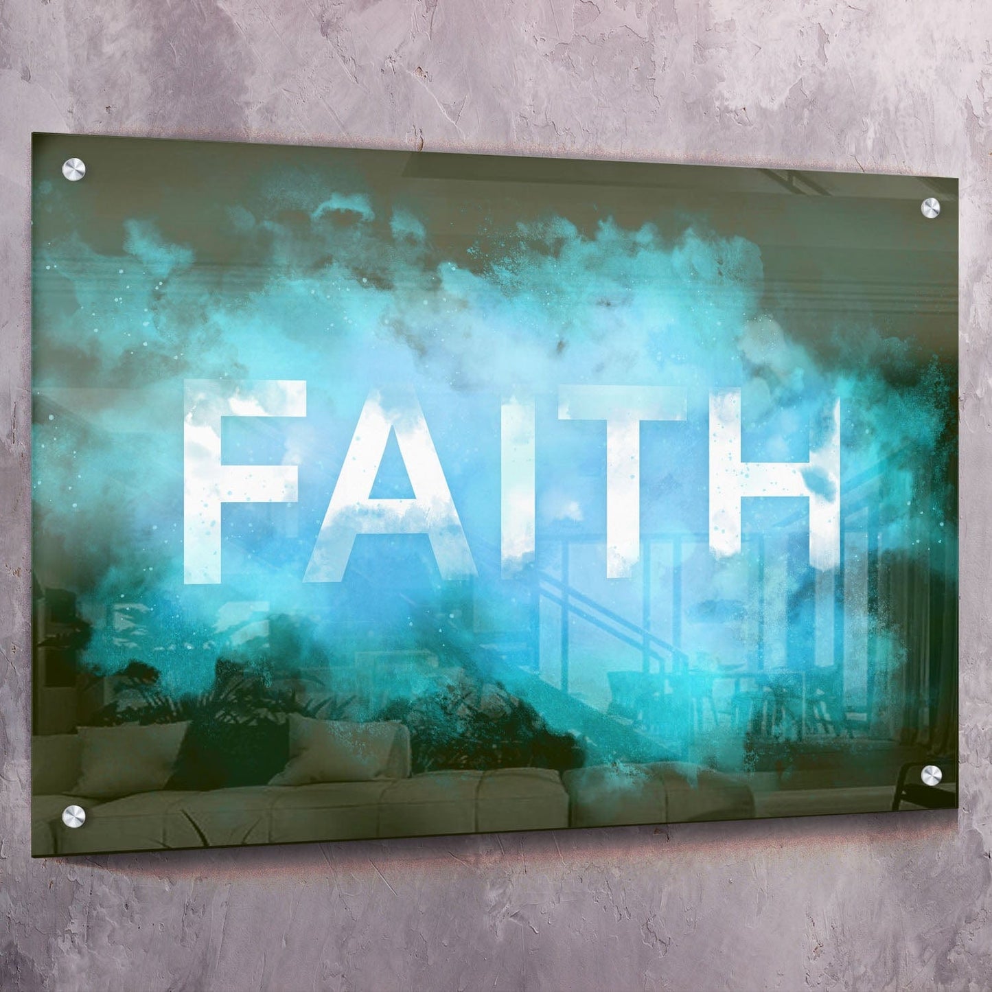 FAITH Smoke Wall Art | Inspirational Wall Art Motivational Wall Art Quotes Office Art | Impaktiv Exclusive Canvas Art Landscape