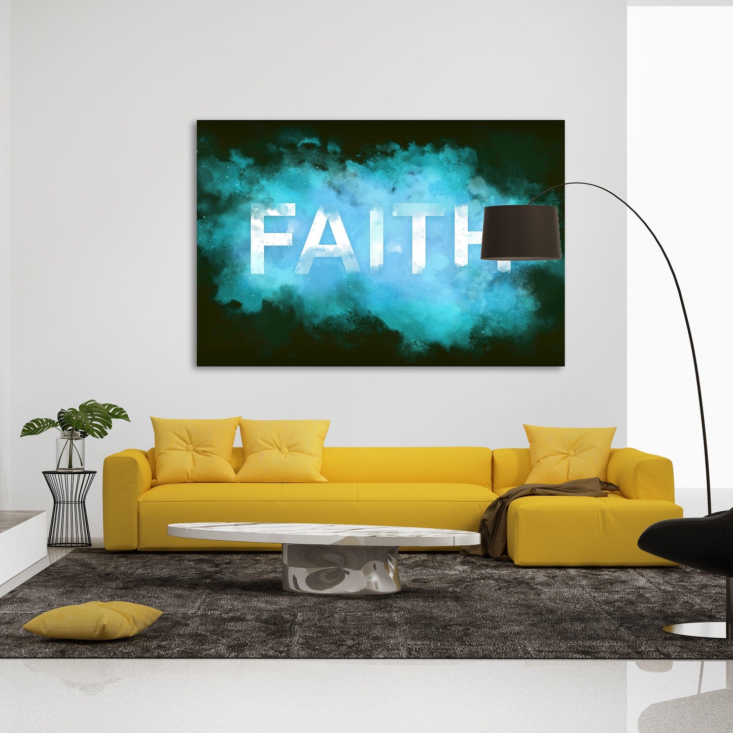 FAITH Smoke Wall Art | Inspirational Wall Art Motivational Wall Art Quotes Office Art | Impaktiv Exclusive Canvas Art Landscape