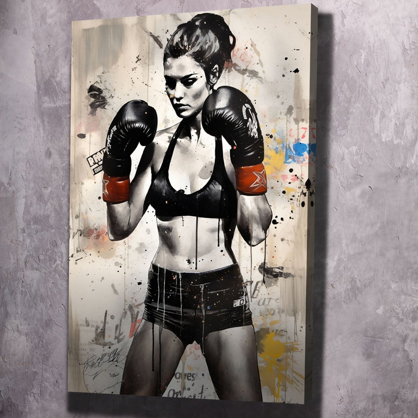 Female Boxer - Falling Is Okay Quote Wall Art | Inspirational Wall Art Motivational Wall Art Quotes Office Art | Impaktiv Exclusive Canvas Art Portrait