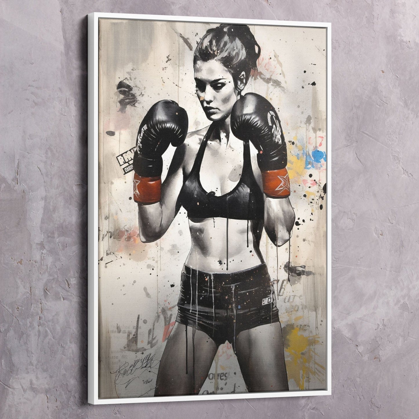Female Boxer - Falling Is Okay Quote Wall Art | Inspirational Wall Art Motivational Wall Art Quotes Office Art | Impaktiv Exclusive Canvas Art Portrait