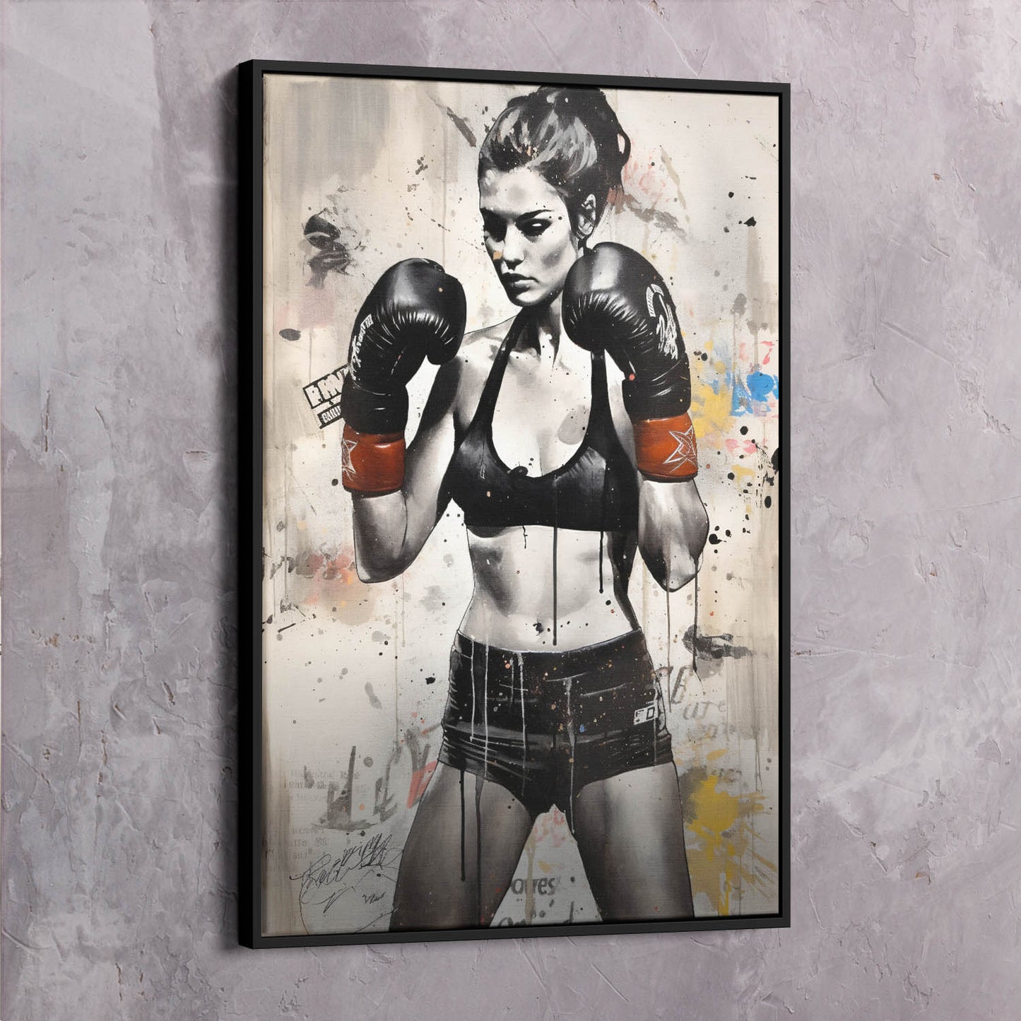 Female Boxer - Falling Is Okay Quote Wall Art | Inspirational Wall Art Motivational Wall Art Quotes Office Art | Impaktiv Exclusive Canvas Art Portrait