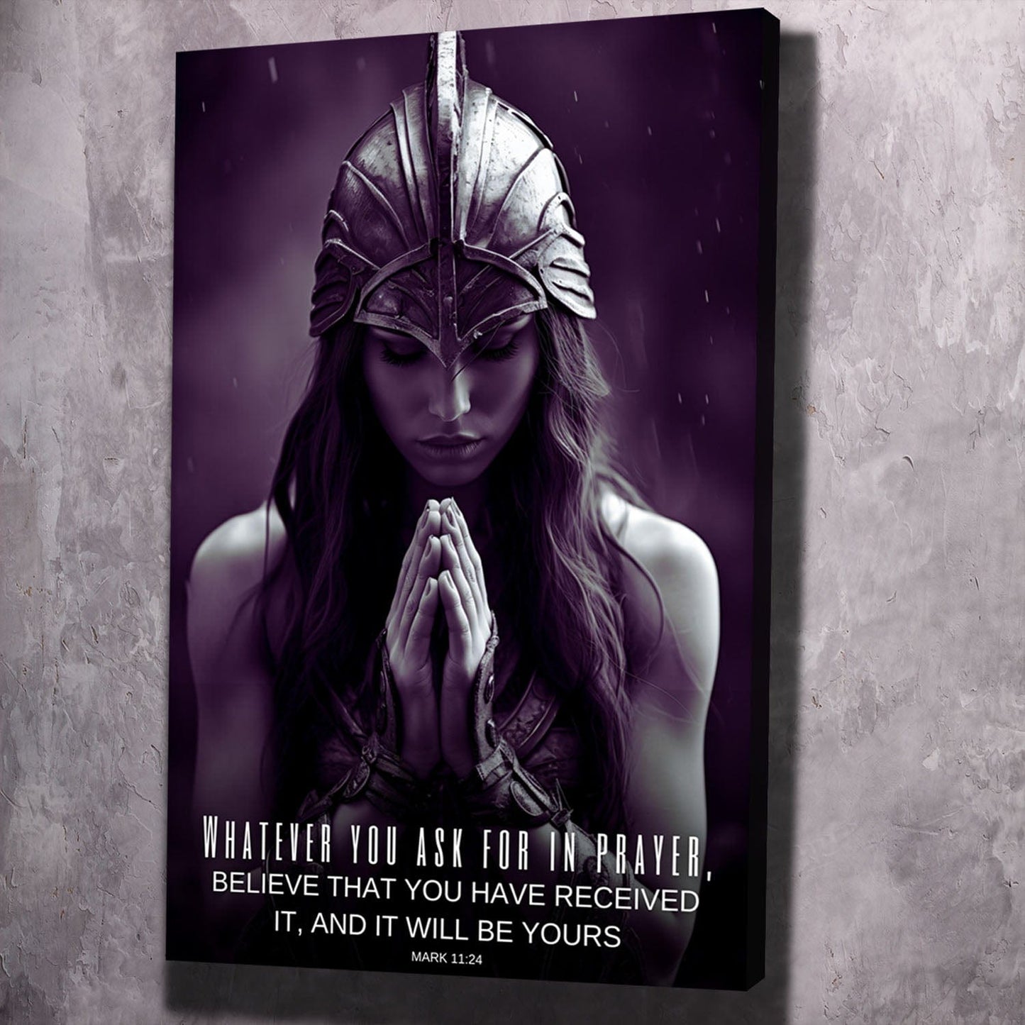Female Warrior - Whatever you ask for in prayer, believe that you have received it - Mark 11:24 Scripture Wall Art | Inspirational Wall Art Motivational Wall Art Quotes Office Art | Impaktiv Exclusive Canvas Art Portrait