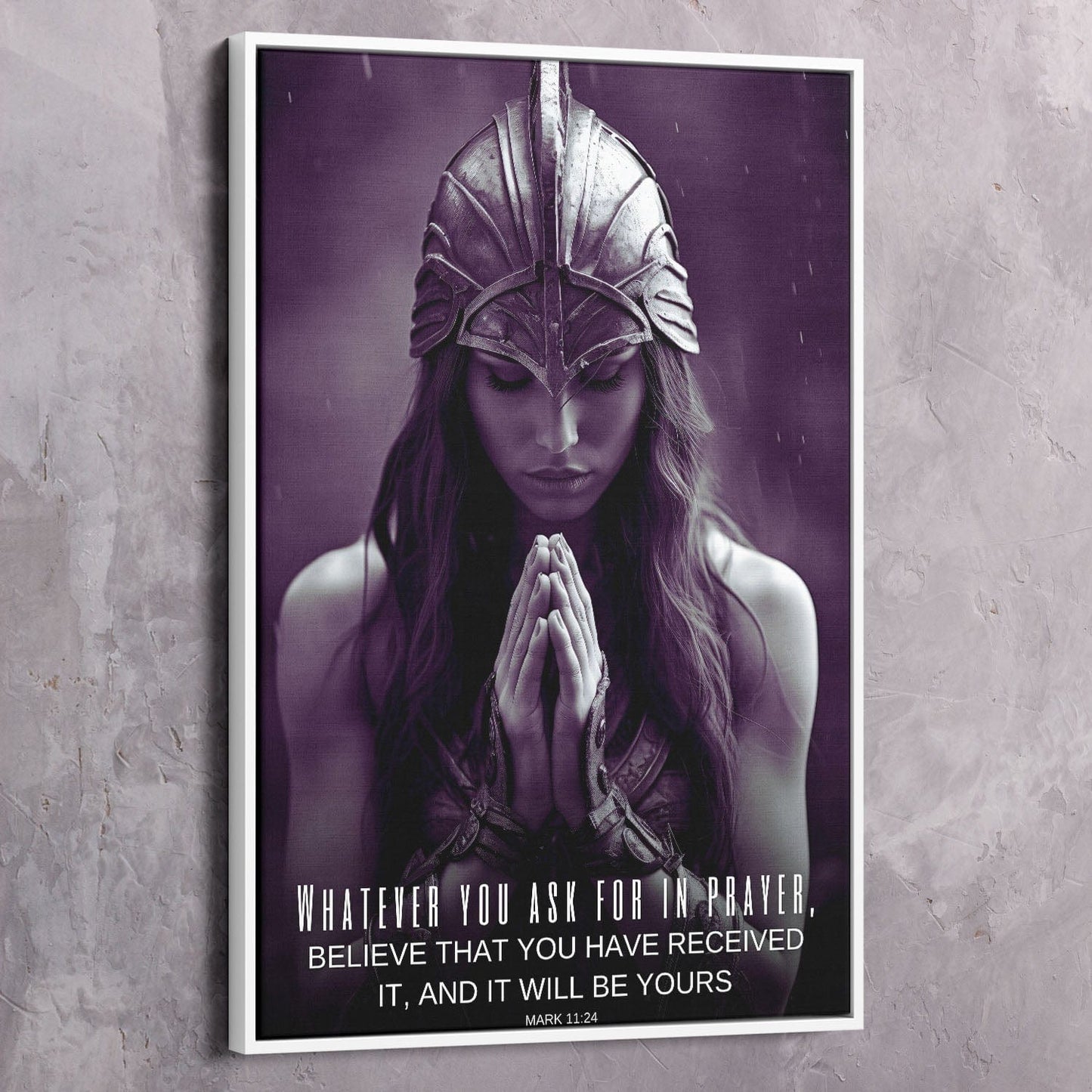 Female Warrior - Whatever you ask for in prayer, believe that you have received it - Mark 11:24 Scripture Wall Art | Inspirational Wall Art Motivational Wall Art Quotes Office Art | Impaktiv Exclusive Canvas Art Portrait