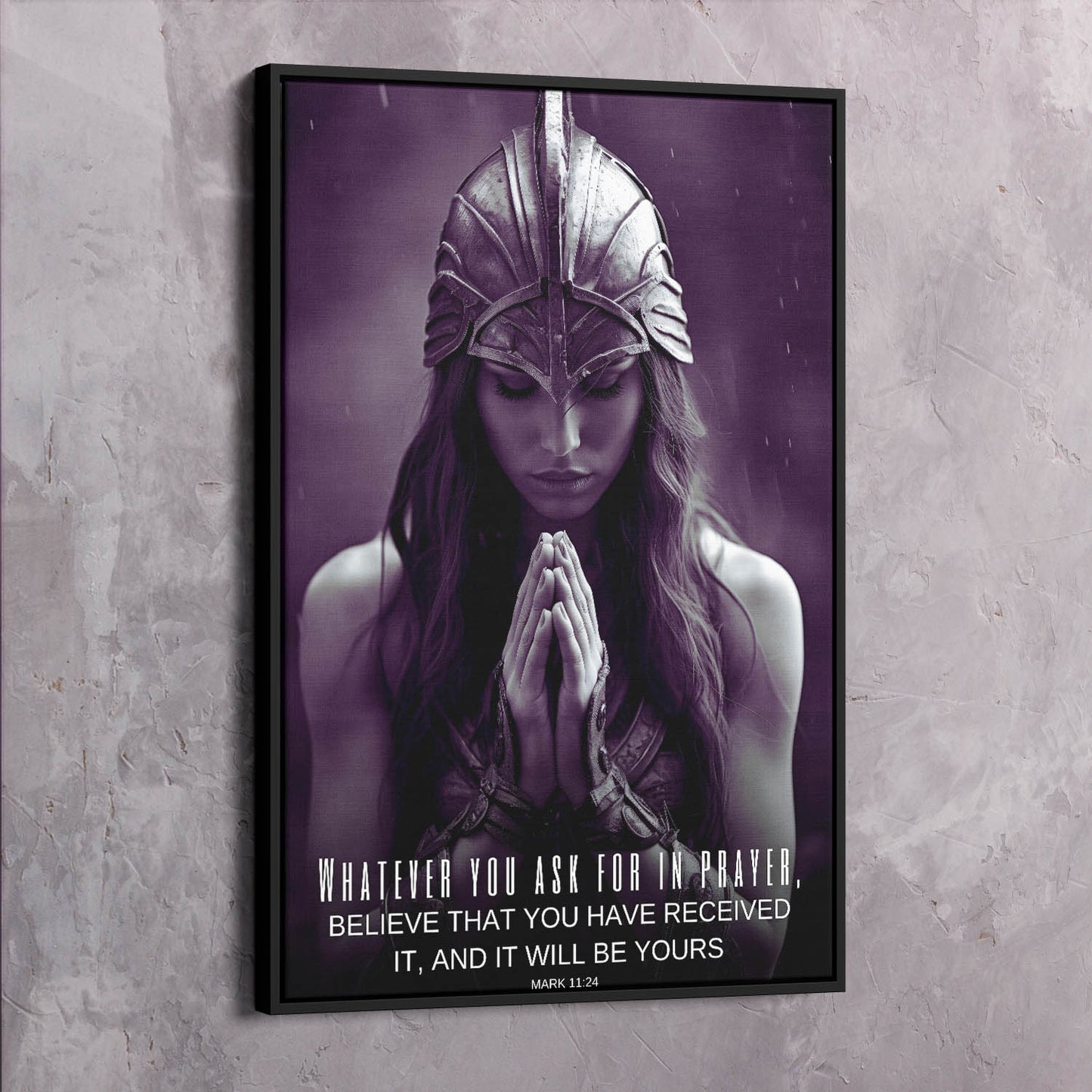 Female Warrior - Whatever you ask for in prayer, believe that you have received it - Mark 11:24 Scripture Wall Art | Inspirational Wall Art Motivational Wall Art Quotes Office Art | Impaktiv Exclusive Canvas Art Portrait