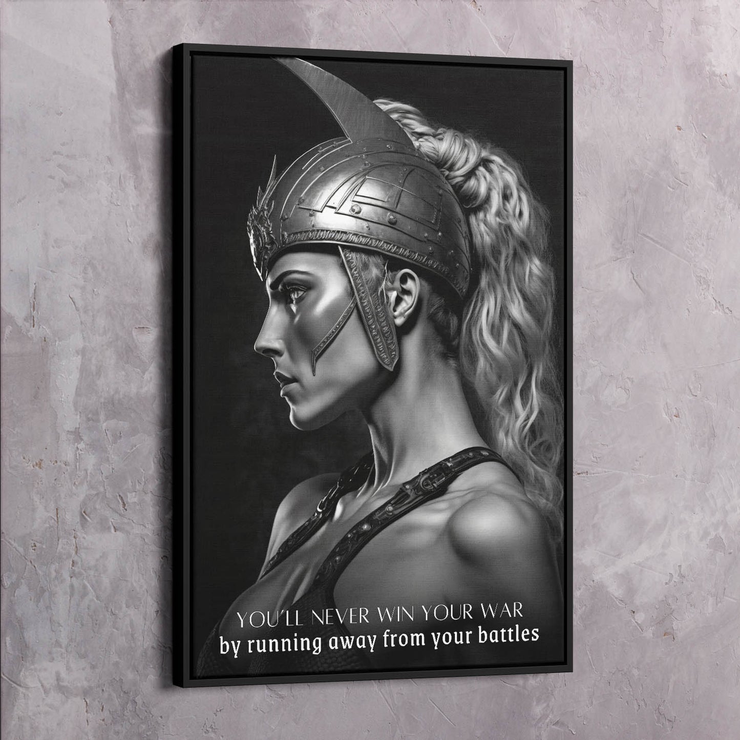 Female Warrior - You���ll Never Win Your War Quote Wall Art | Inspirational Wall Art Motivational Wall Art Quotes Office Art | Impaktiv Exclusive Canvas Art Portrait