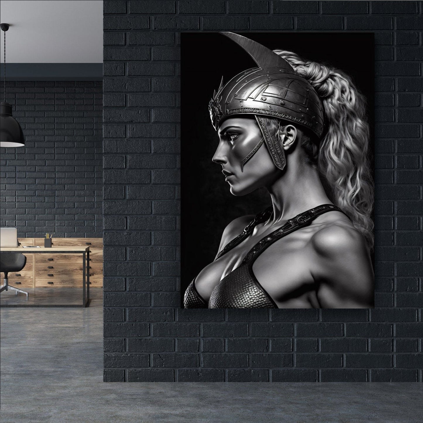 Female Warrior - You���ll Never Win Your War Quote Wall Art | Inspirational Wall Art Motivational Wall Art Quotes Office Art | Impaktiv Exclusive Canvas Art Portrait