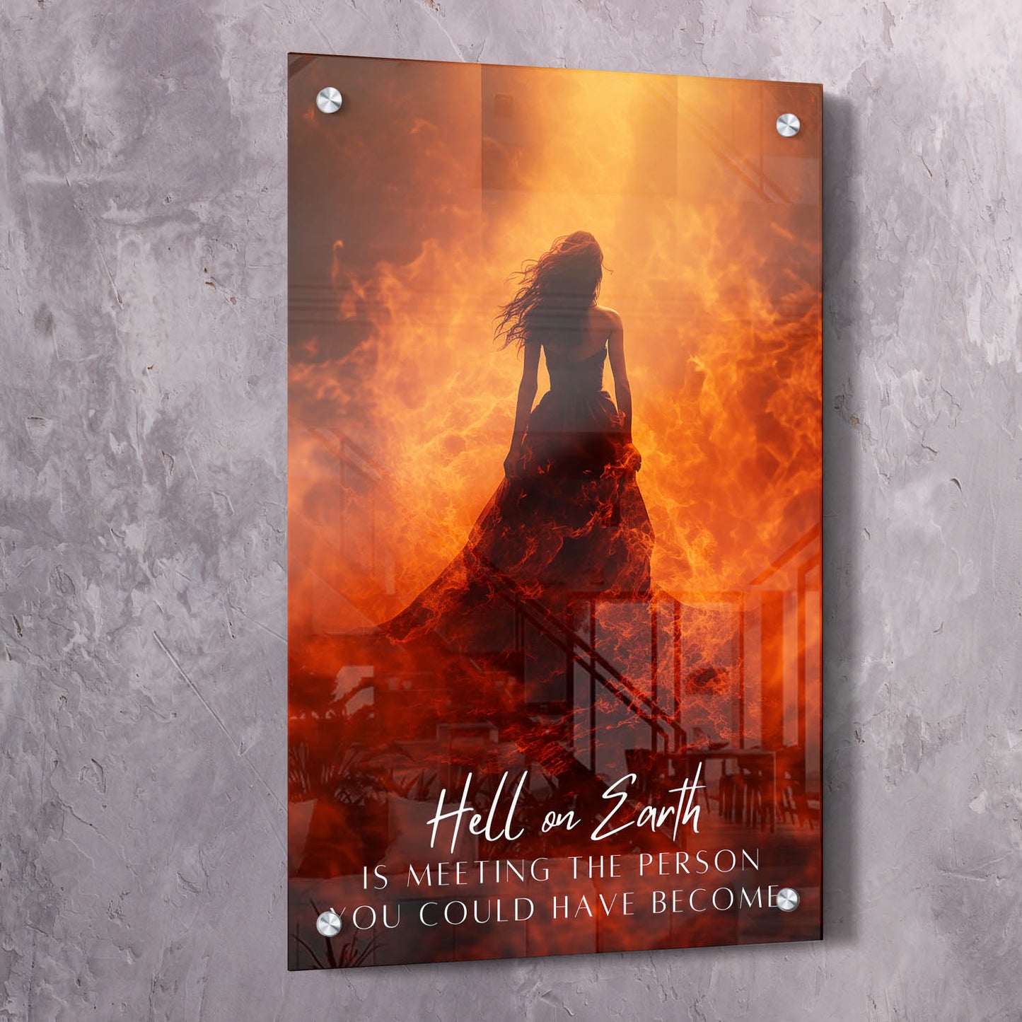 Flames of Regret - Person Could Have Become Quote Wall Art | Inspirational Wall Art Motivational Wall Art Quotes Office Art | Impaktiv Exclusive Canvas Art Portrait