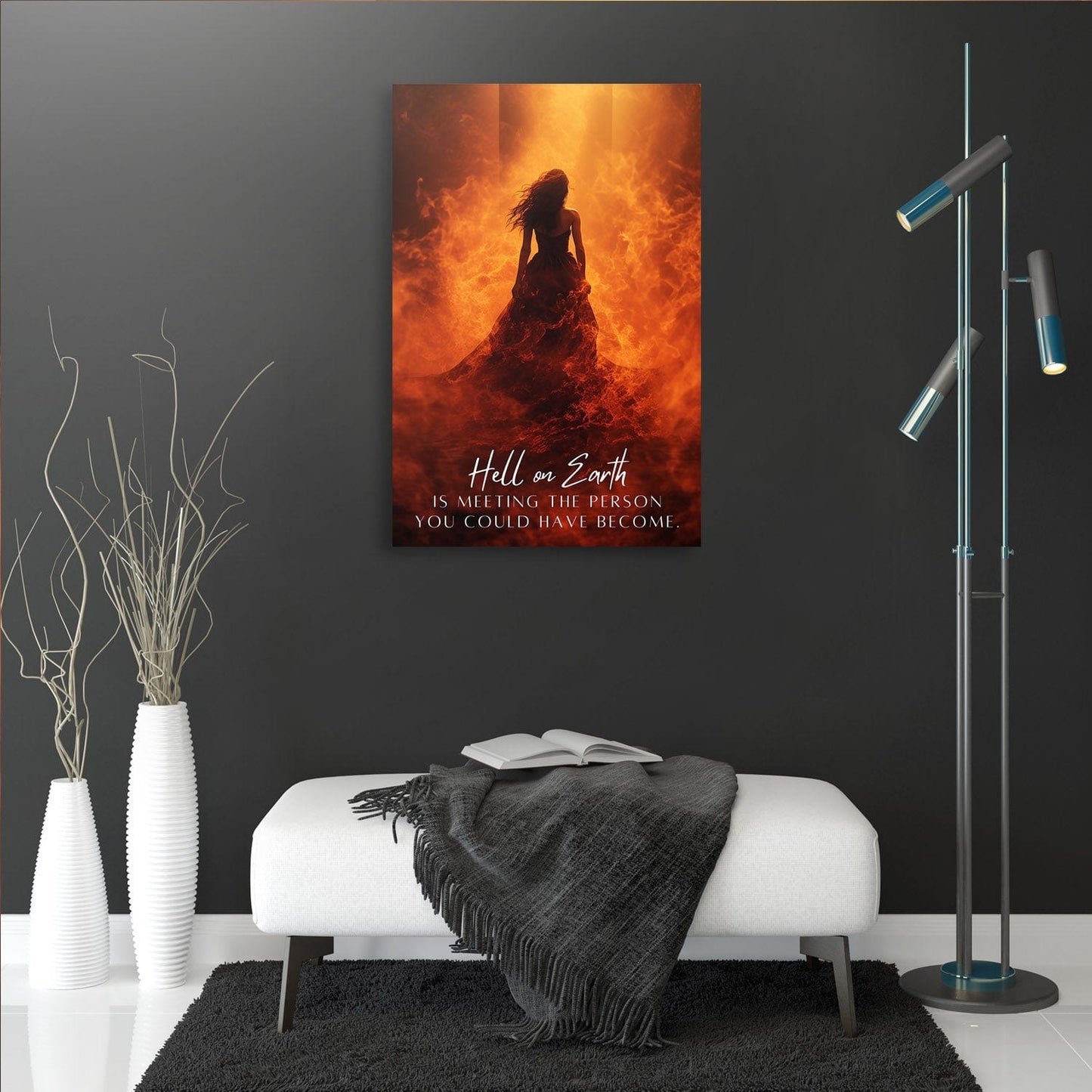 Flames of Regret - Person Could Have Become Quote Wall Art | Inspirational Wall Art Motivational Wall Art Quotes Office Art | Impaktiv Exclusive Canvas Art Portrait