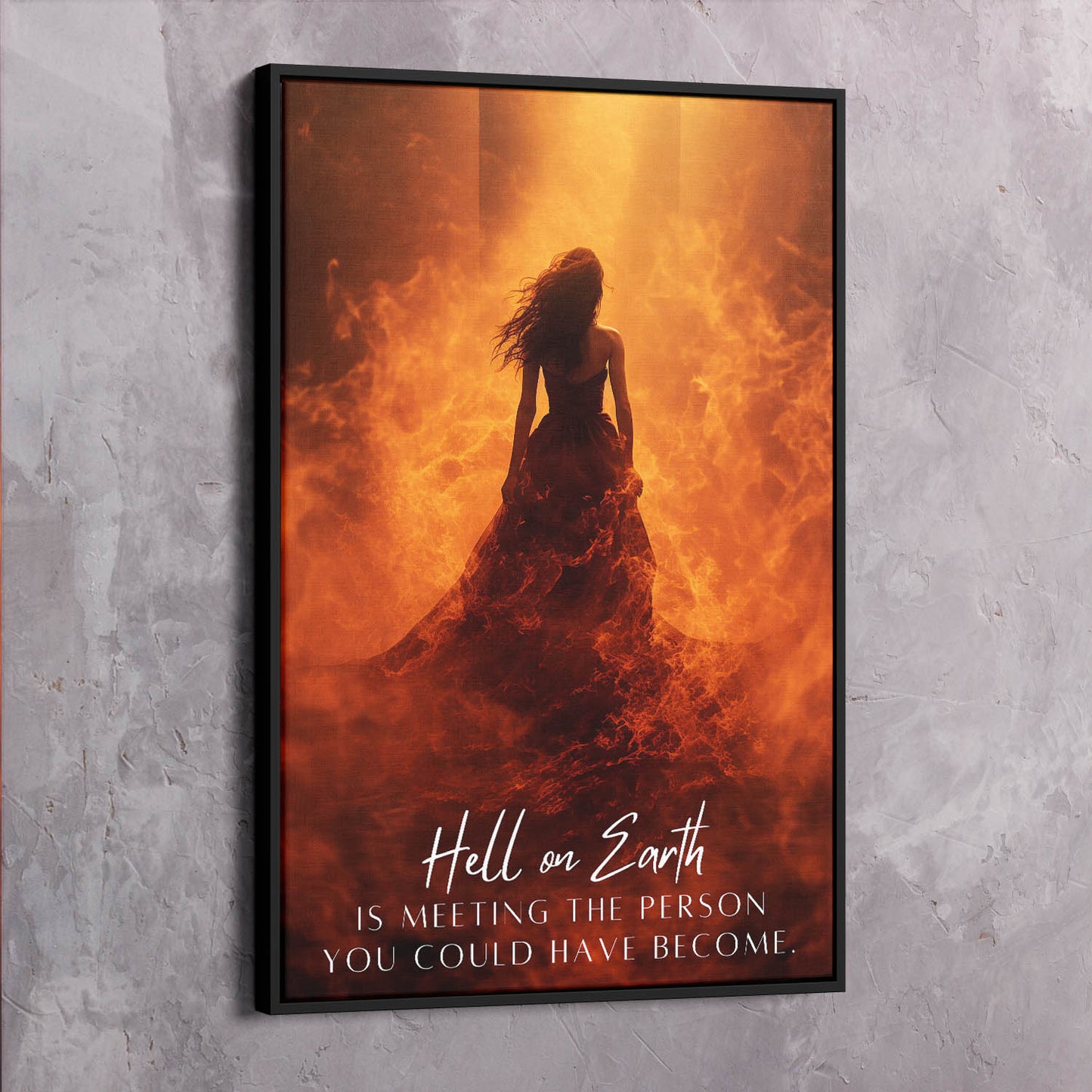 Flames of Regret - Person Could Have Become Quote Wall Art | Inspirational Wall Art Motivational Wall Art Quotes Office Art | Impaktiv Exclusive Canvas Art Portrait
