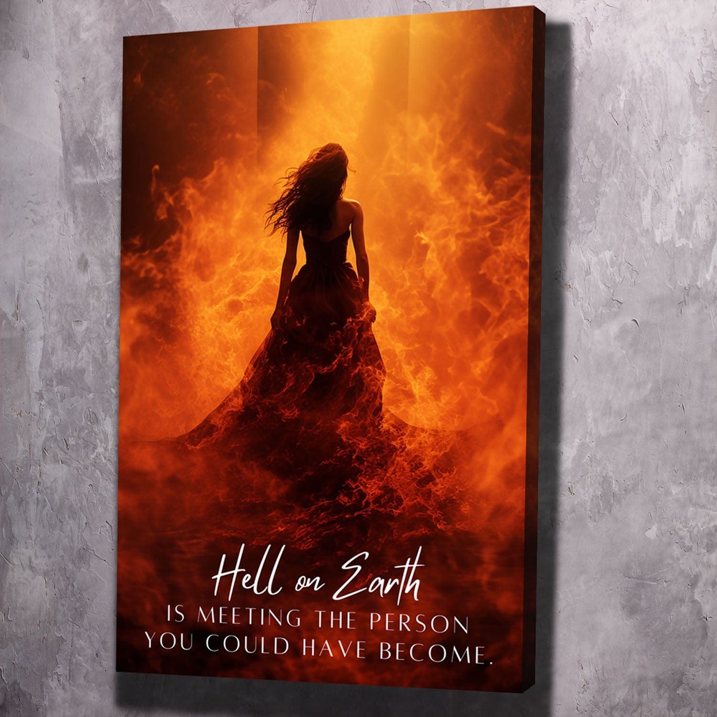 Flames of Regret - Person Could Have Become Quote Wall Art | Inspirational Wall Art Motivational Wall Art Quotes Office Art | Impaktiv Exclusive Canvas Art Portrait