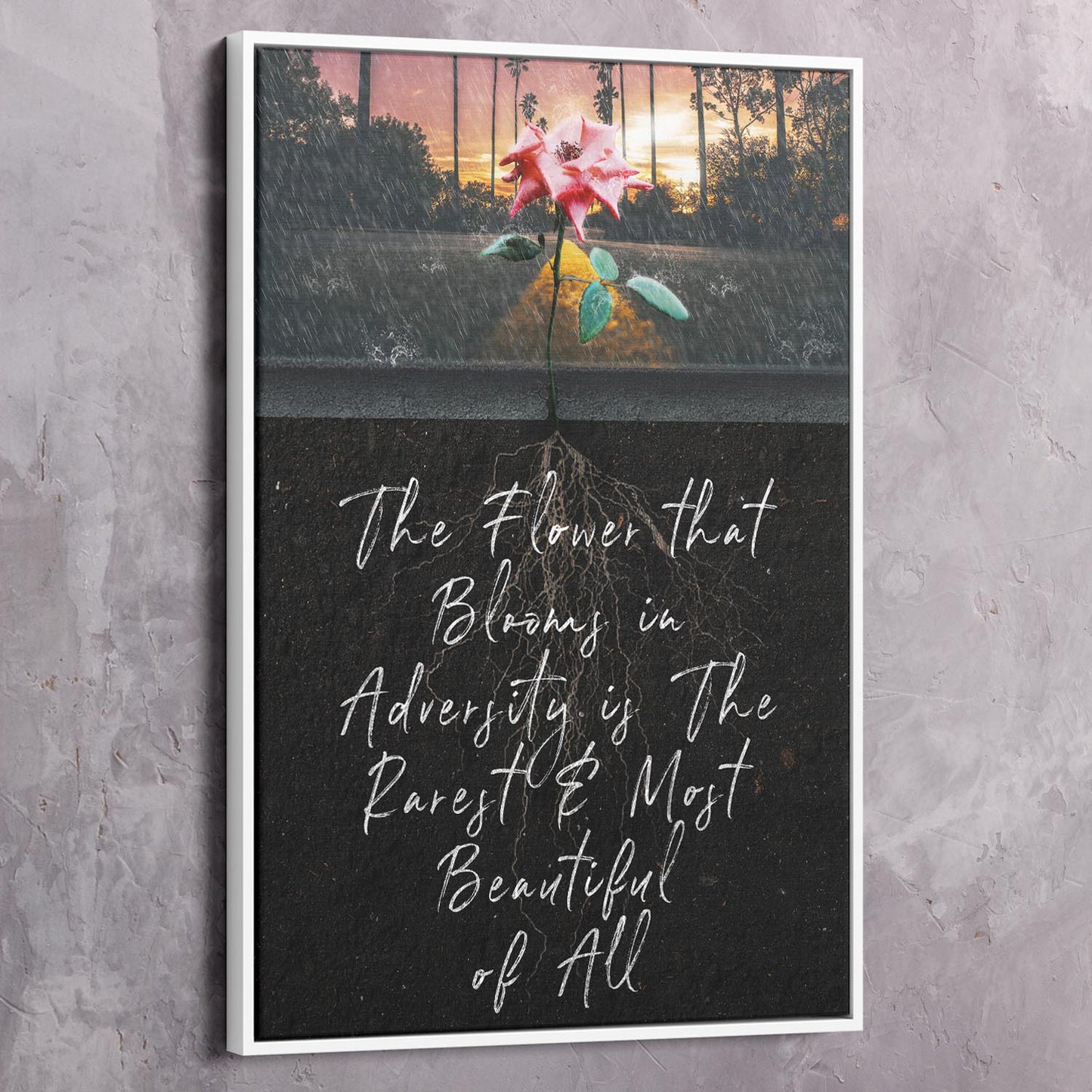 Flower Adversity Road Wall Art | Inspirational Wall Art Motivational Wall Art Quotes Office Art | Impaktiv Exclusive Canvas Art Portrait