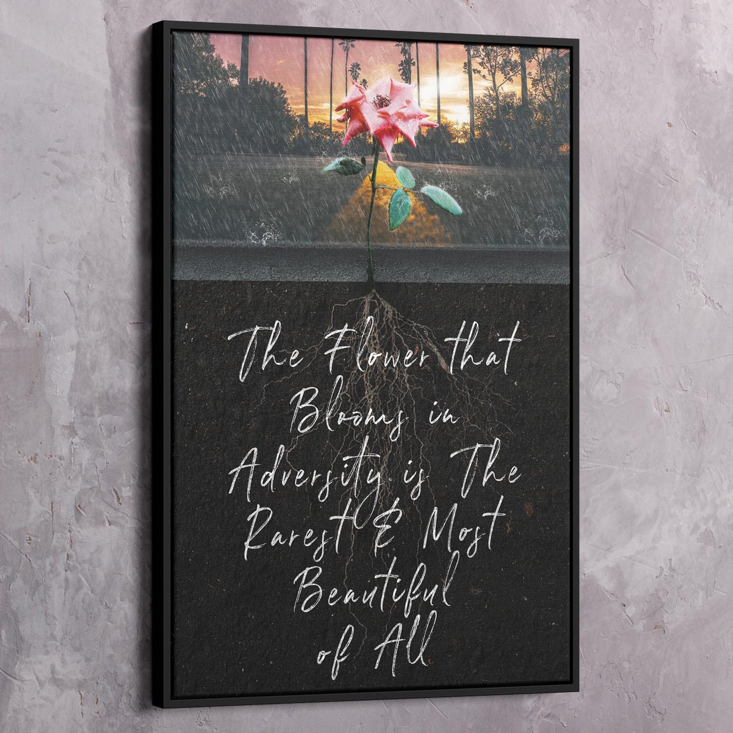 Flower Adversity Road Wall Art | Inspirational Wall Art Motivational Wall Art Quotes Office Art | Impaktiv Exclusive Canvas Art Portrait