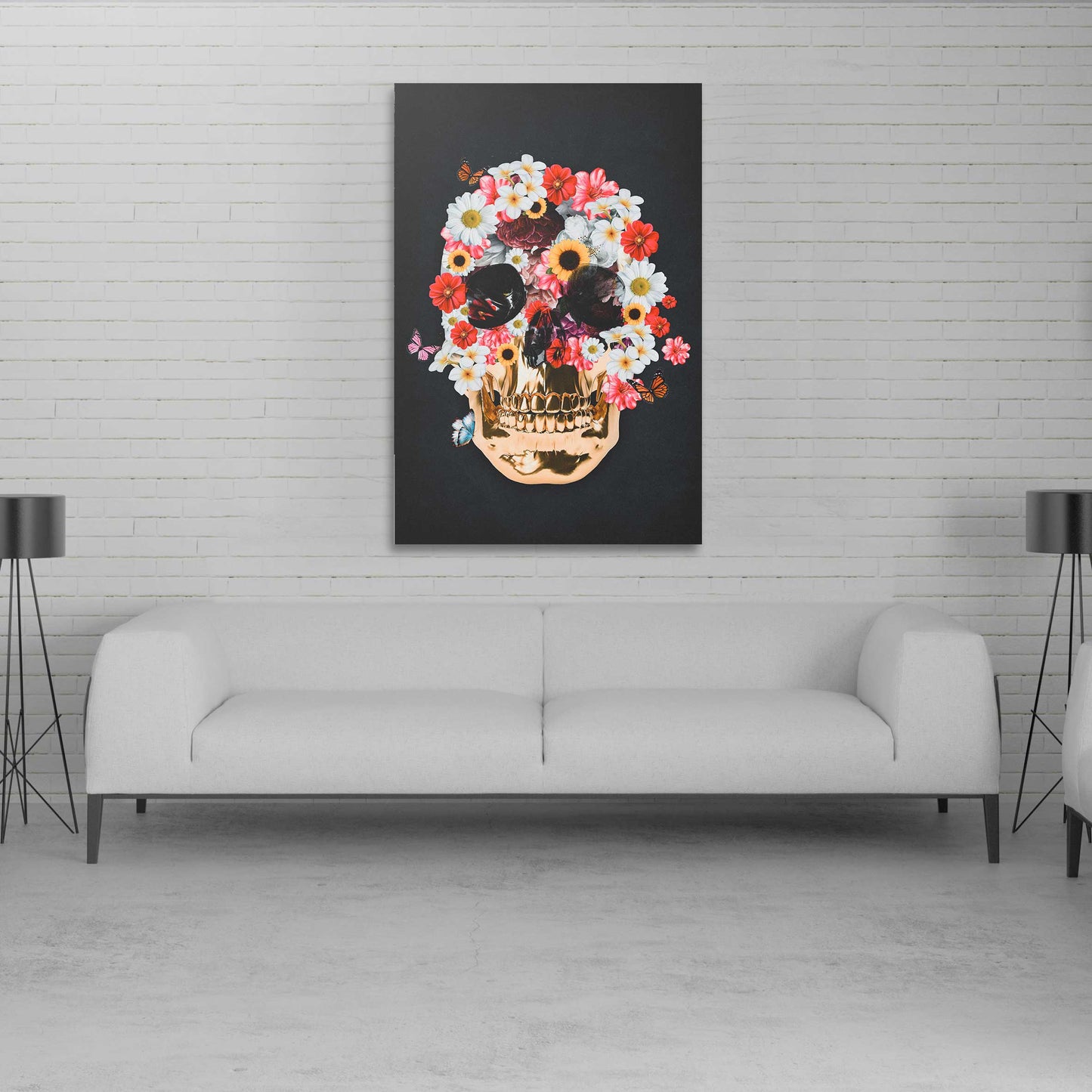 Flower Skull Wall Art | Inspirational Wall Art Motivational Wall Art Quotes Office Art | Impaktiv Exclusive Canvas Art Portrait