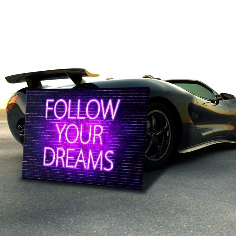 Follow Your Dreams Neon Wall Art Wall Art | Inspirational Wall Art Motivational Wall Art Quotes Office Art | Impaktiv Exclusive Canvas Art Landscape