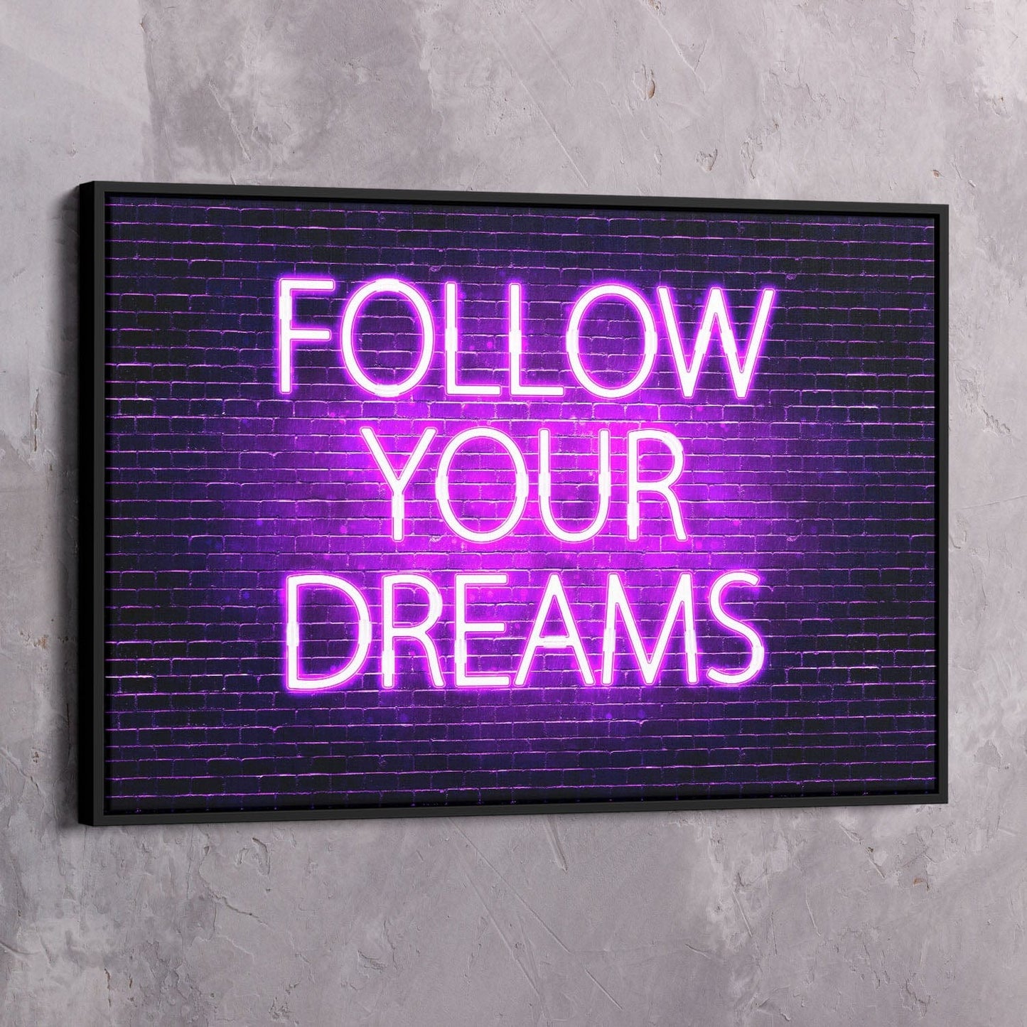 Follow Your Dreams Neon Wall Art Wall Art | Inspirational Wall Art Motivational Wall Art Quotes Office Art | Impaktiv Exclusive Canvas Art Landscape