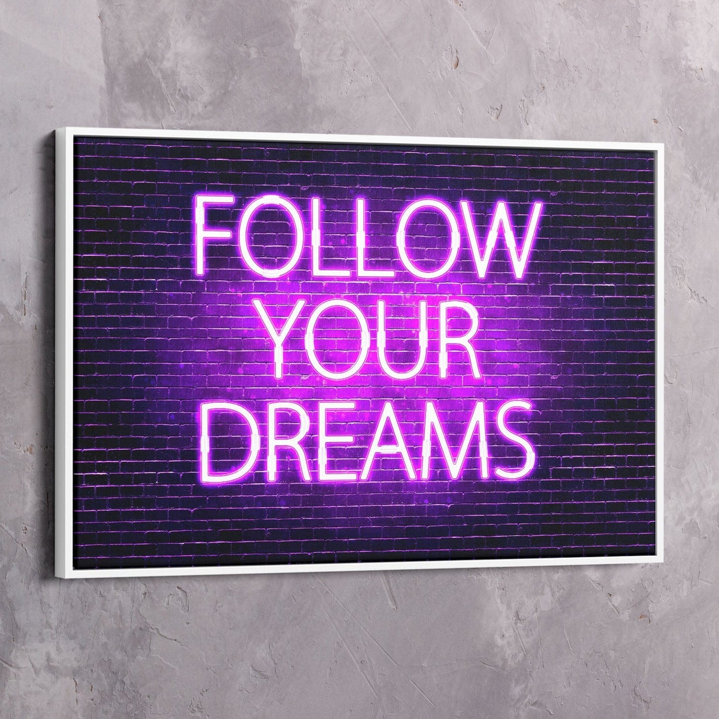 Follow Your Dreams Neon Wall Art Wall Art | Inspirational Wall Art Motivational Wall Art Quotes Office Art | Impaktiv Exclusive Canvas Art Landscape