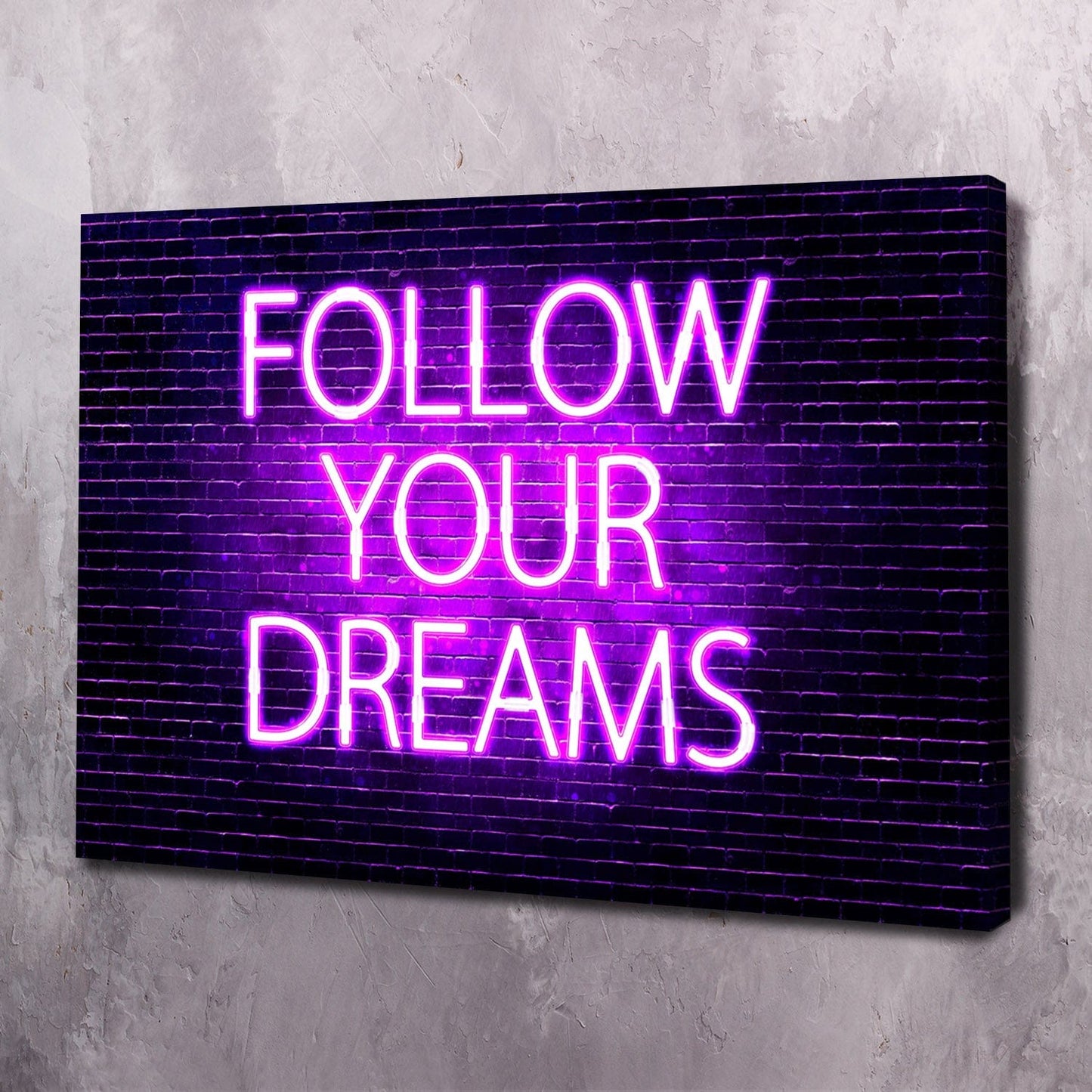 Follow Your Dreams Neon Wall Art Wall Art | Inspirational Wall Art Motivational Wall Art Quotes Office Art | Impaktiv Exclusive Canvas Art Landscape