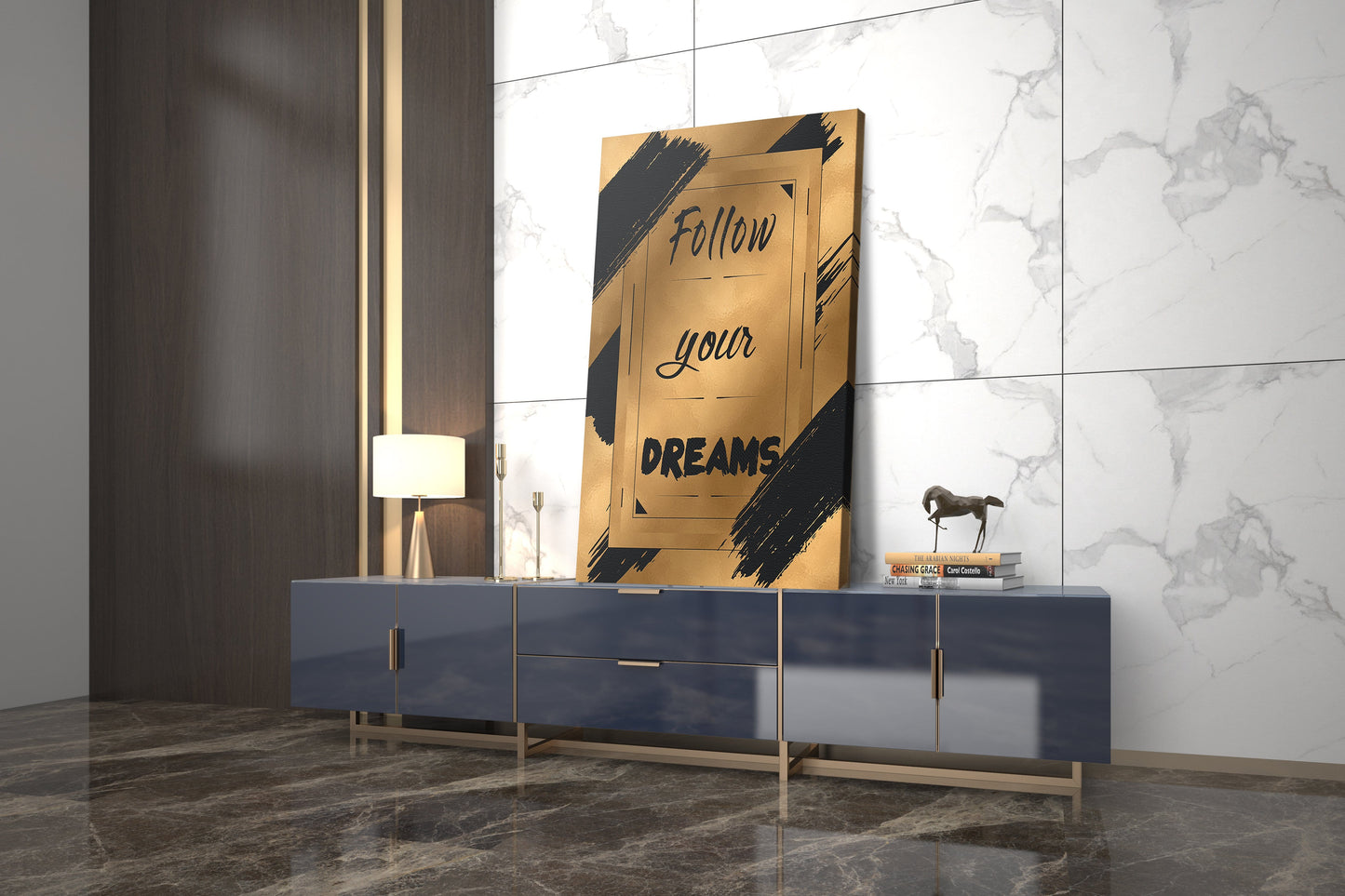 Follow Your Dreams Wall Art | Inspirational Wall Art Motivational Wall Art Quotes Office Art | Impaktiv Exclusive Canvas Art Portrait