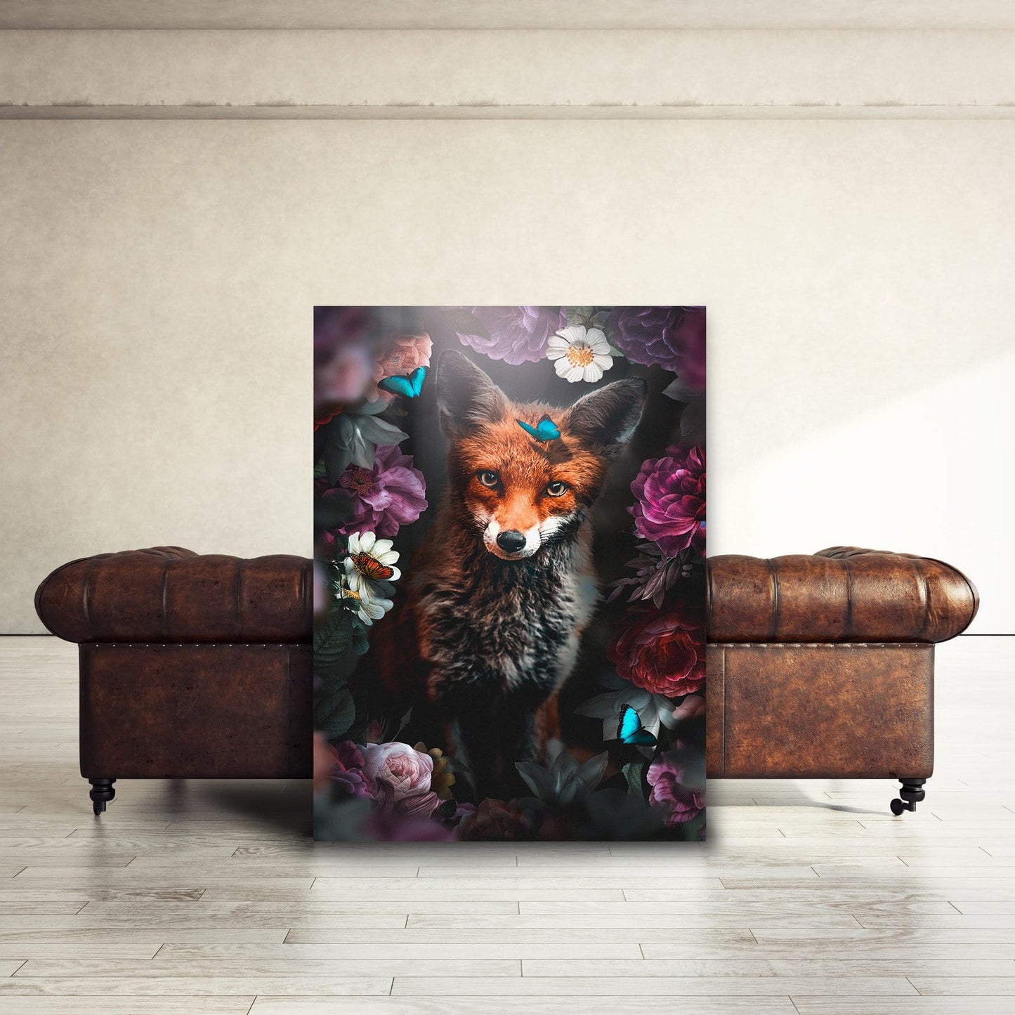 Fox in Flowers Wall Art | Inspirational Wall Art Motivational Wall Art Quotes Office Art | Impaktiv Exclusive Canvas Art Portrait