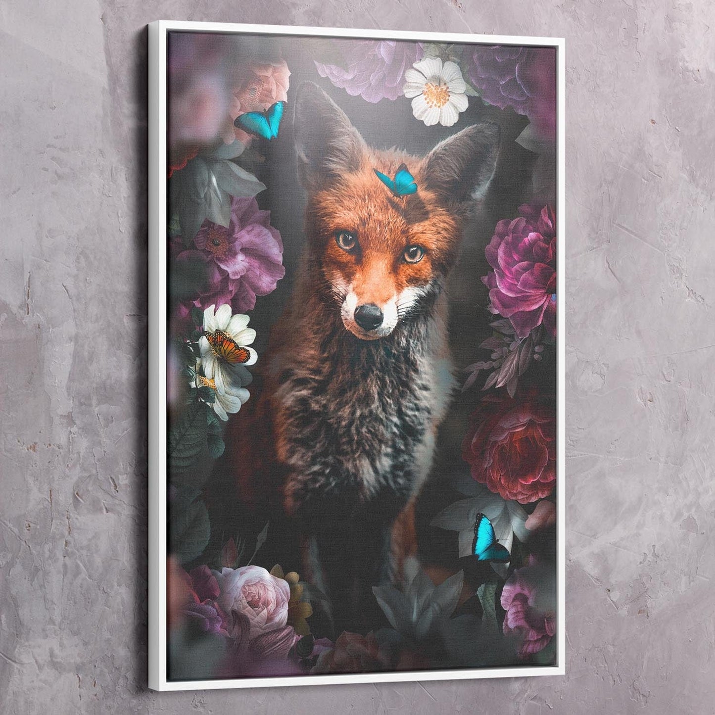 Fox in Flowers Wall Art | Inspirational Wall Art Motivational Wall Art Quotes Office Art | Impaktiv Exclusive Canvas Art Portrait