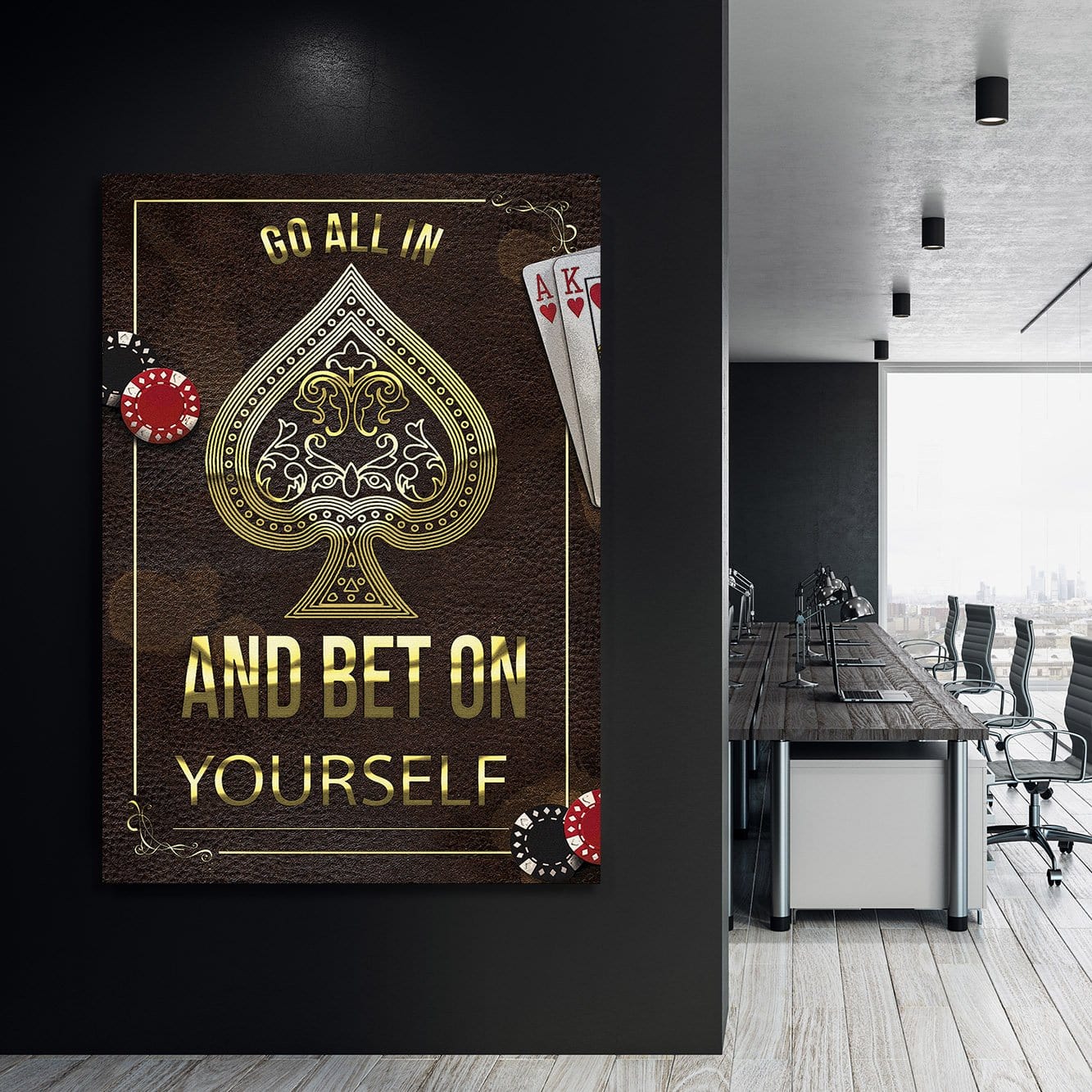 Go All-In Wall Art | Inspirational Wall Art Motivational Wall Art Quotes Office Art | Impaktiv Exclusive Canvas Art Portrait