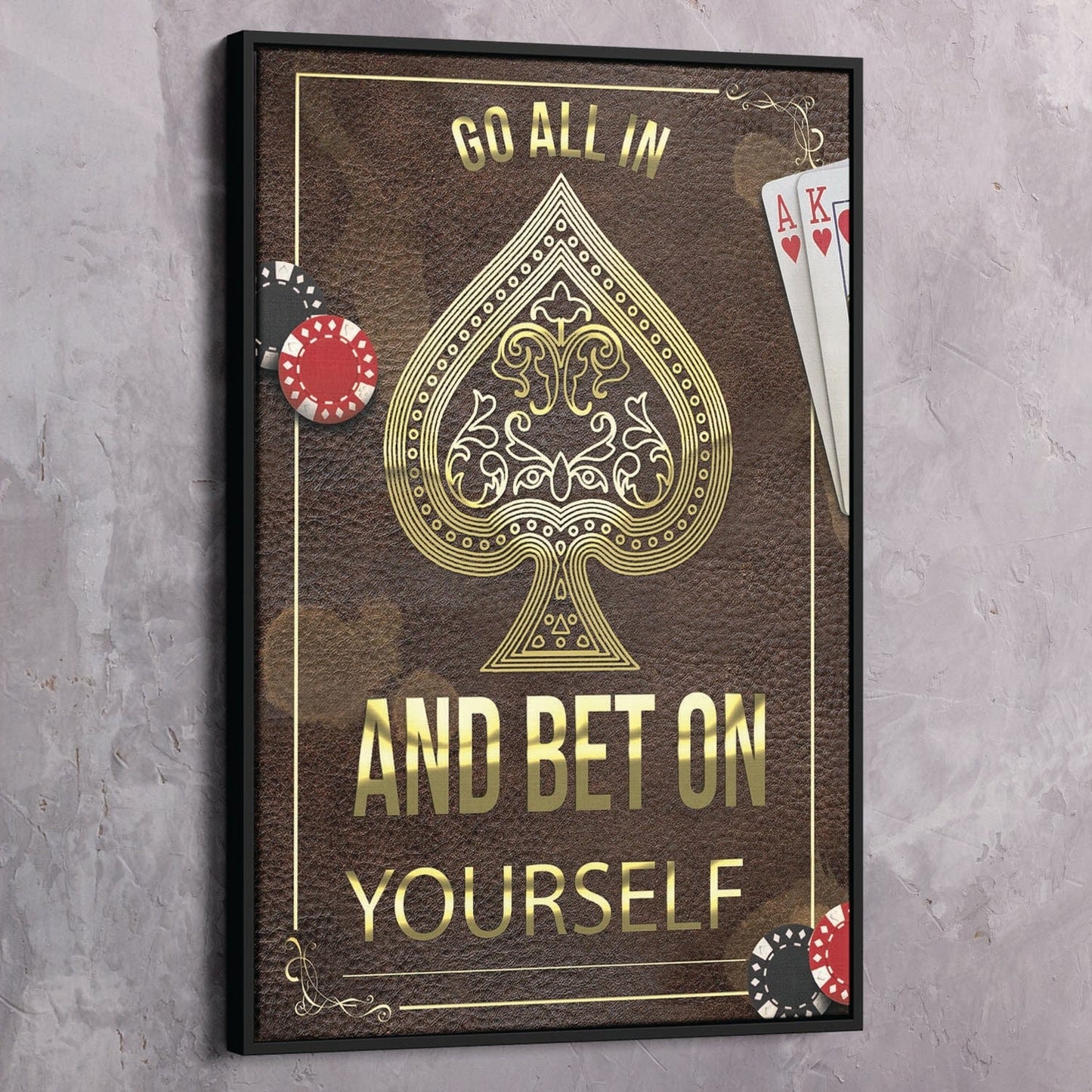 Go All-In Wall Art | Inspirational Wall Art Motivational Wall Art Quotes Office Art | Impaktiv Exclusive Canvas Art Portrait