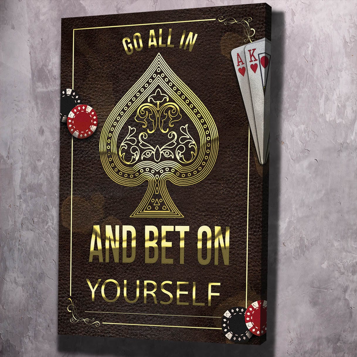 Go All-In Wall Art | Inspirational Wall Art Motivational Wall Art Quotes Office Art | Impaktiv Exclusive Canvas Art Portrait