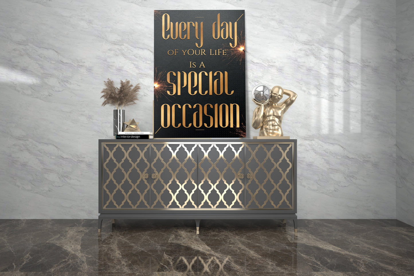 Golden - Life Special Occasion Wall Art | Inspirational Wall Art Motivational Wall Art Quotes Office Art | Impaktiv Exclusive Canvas Art Portrait