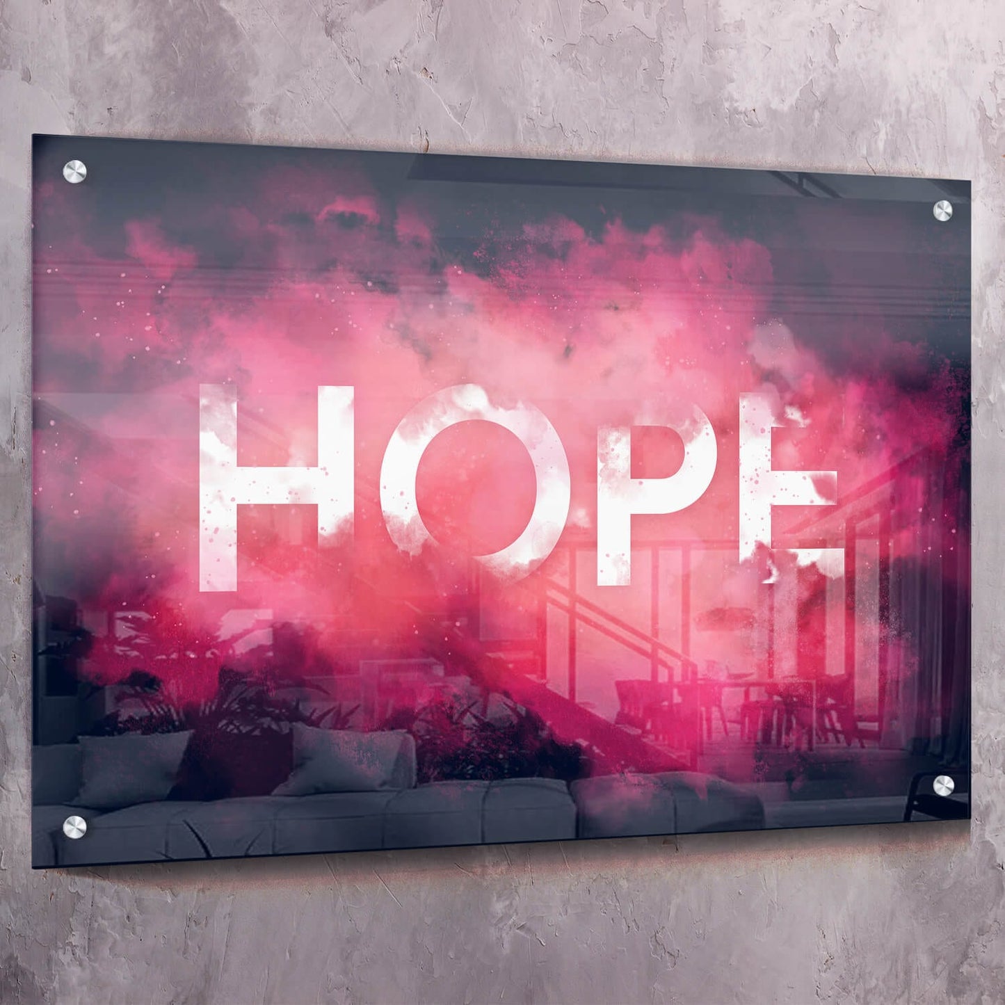 HOPE Smoke Wall Art | Inspirational Wall Art Motivational Wall Art Quotes Office Art | Impaktiv Exclusive Canvas Art Landscape